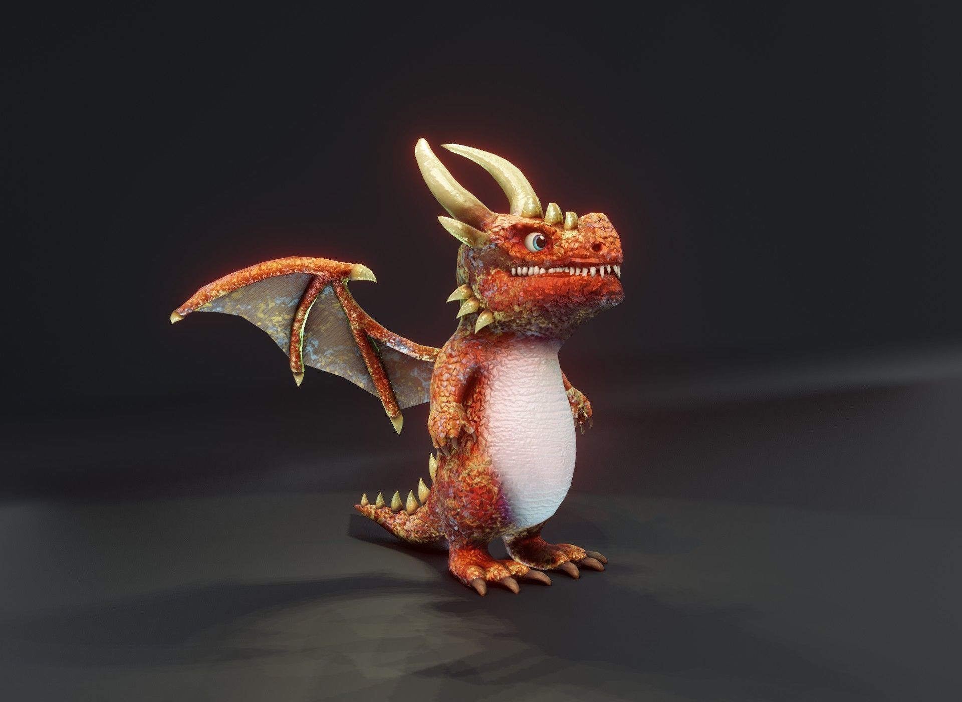 Cartoon Copper Dragon 3D Model Low-poly 3D model_16