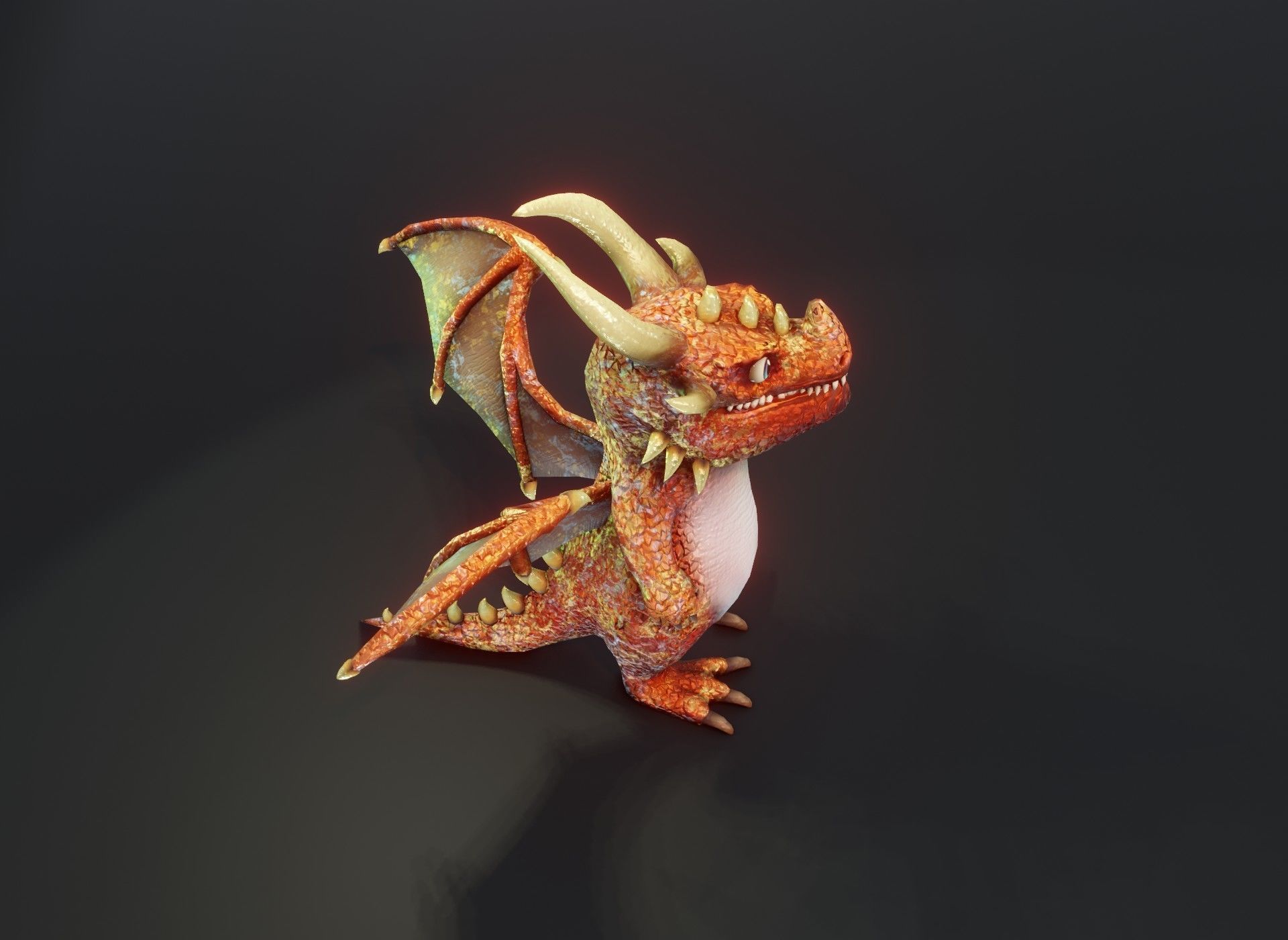 Cartoon Copper Dragon 3D Model Low-poly 3D model_18