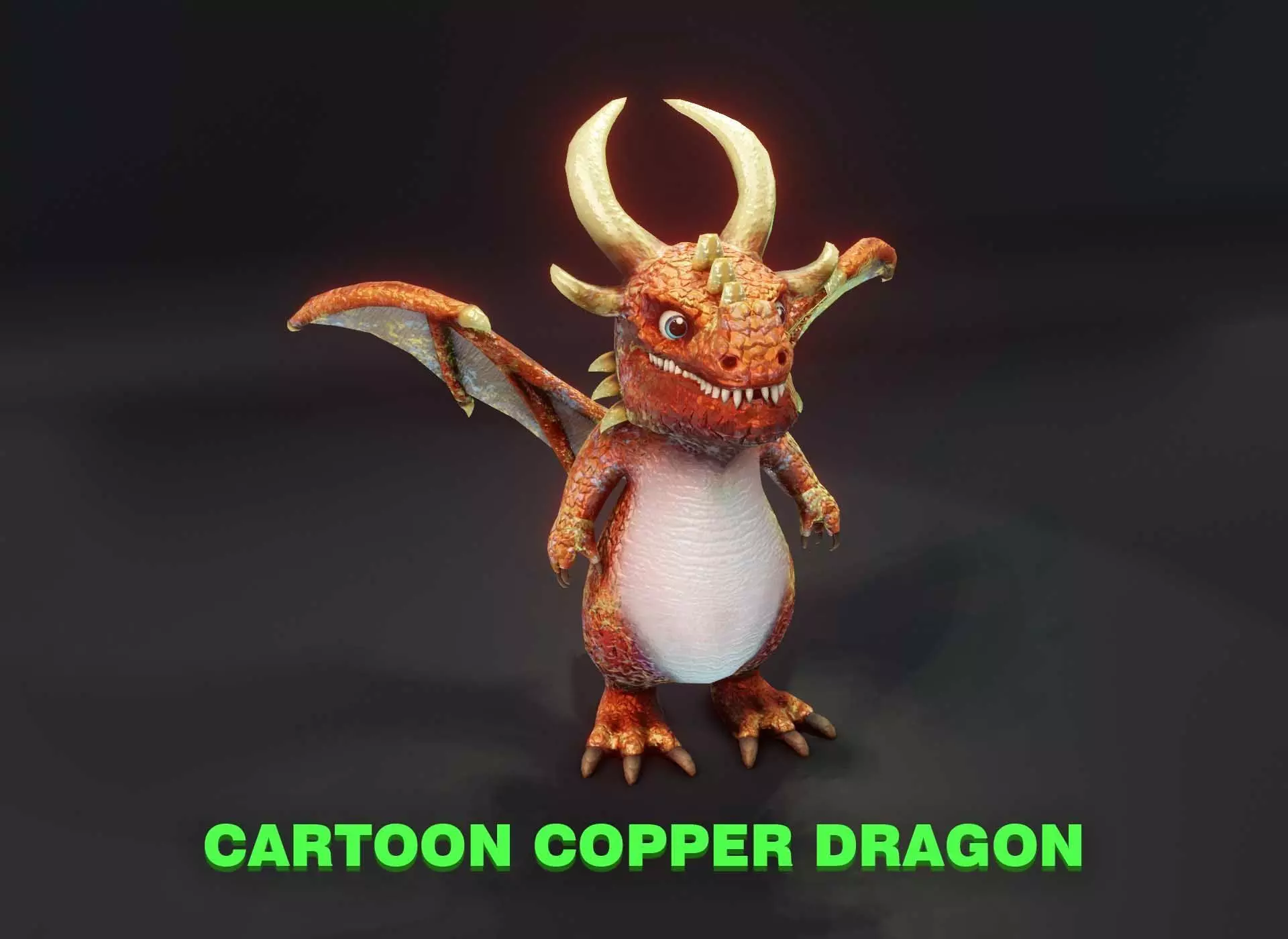 Cartoon Copper Dragon 3D Model Low-poly 3D model_0