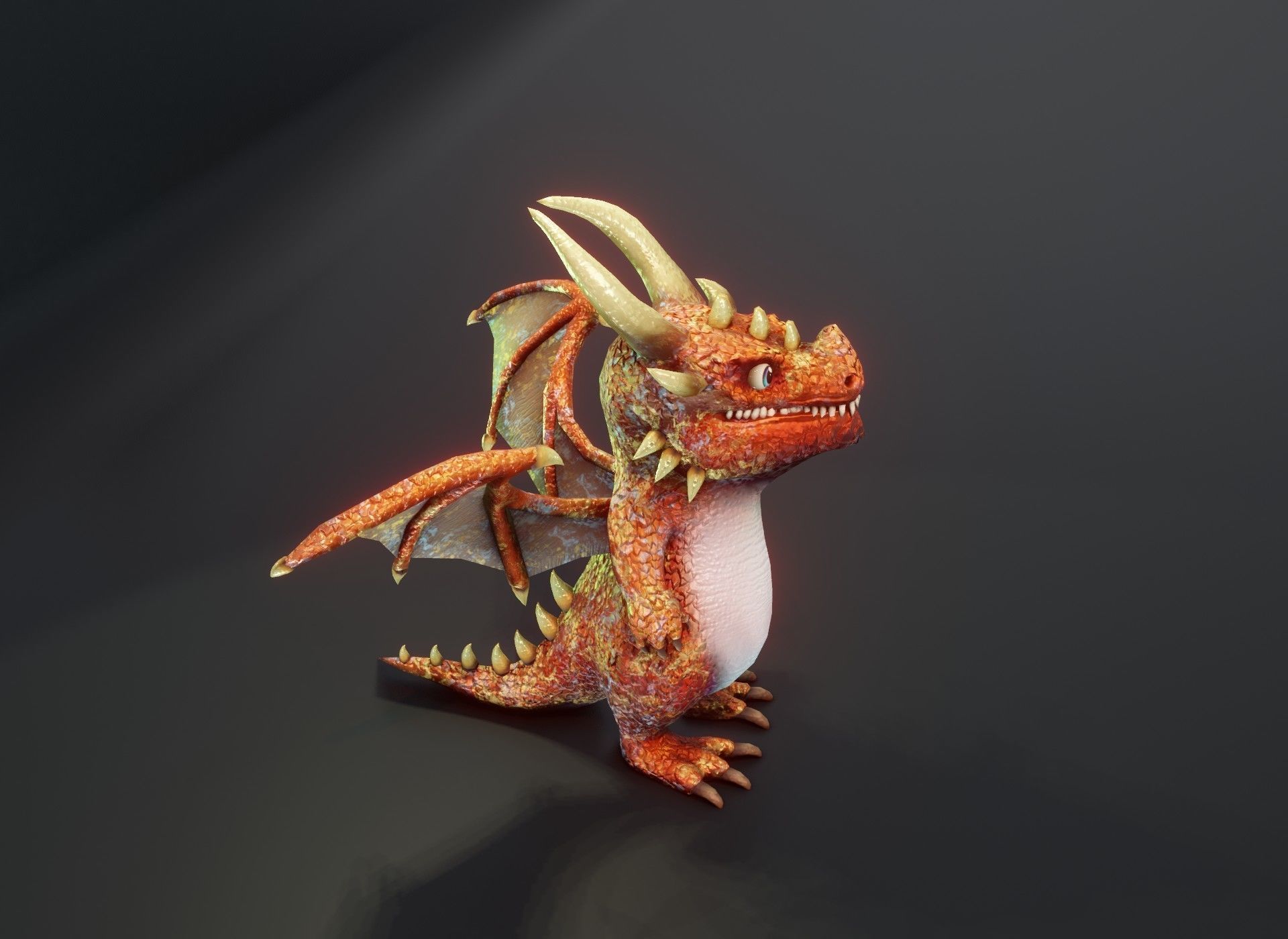 Cartoon Copper Dragon 3D Model Low-poly 3D model_12