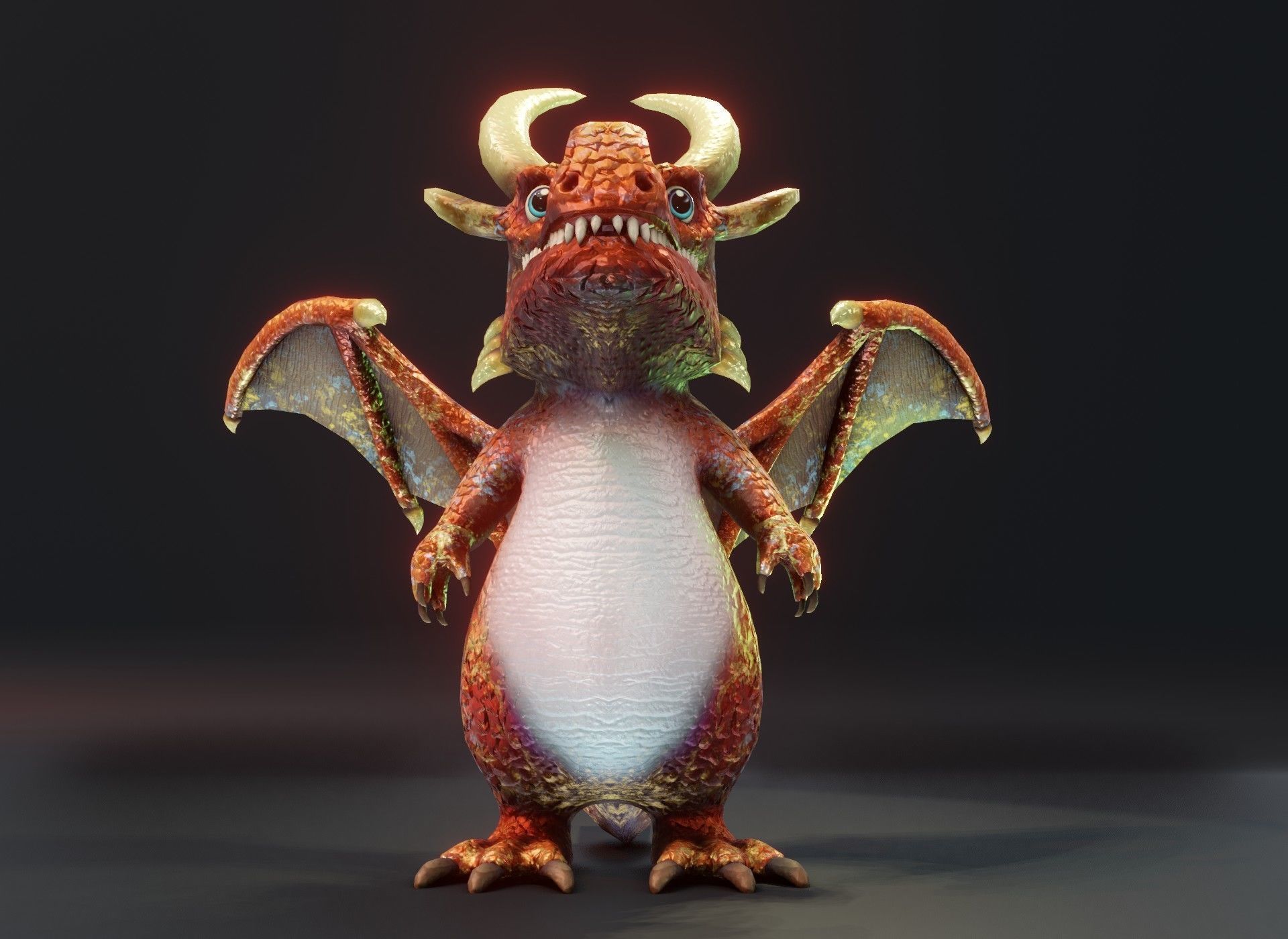 Cartoon Copper Dragon 3D Model Low-poly 3D model_15