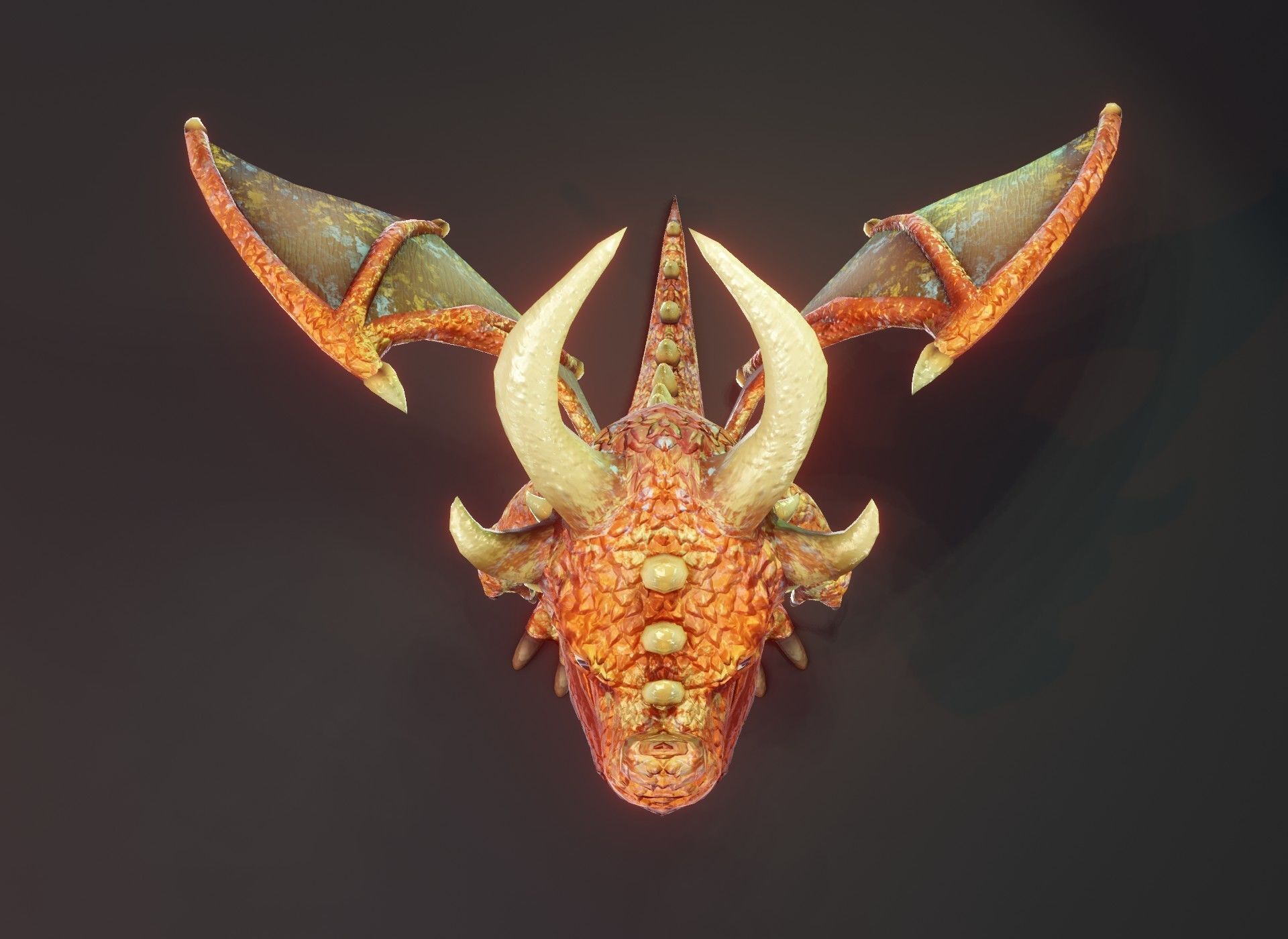 Cartoon Copper Dragon 3D Model Low-poly 3D model_6