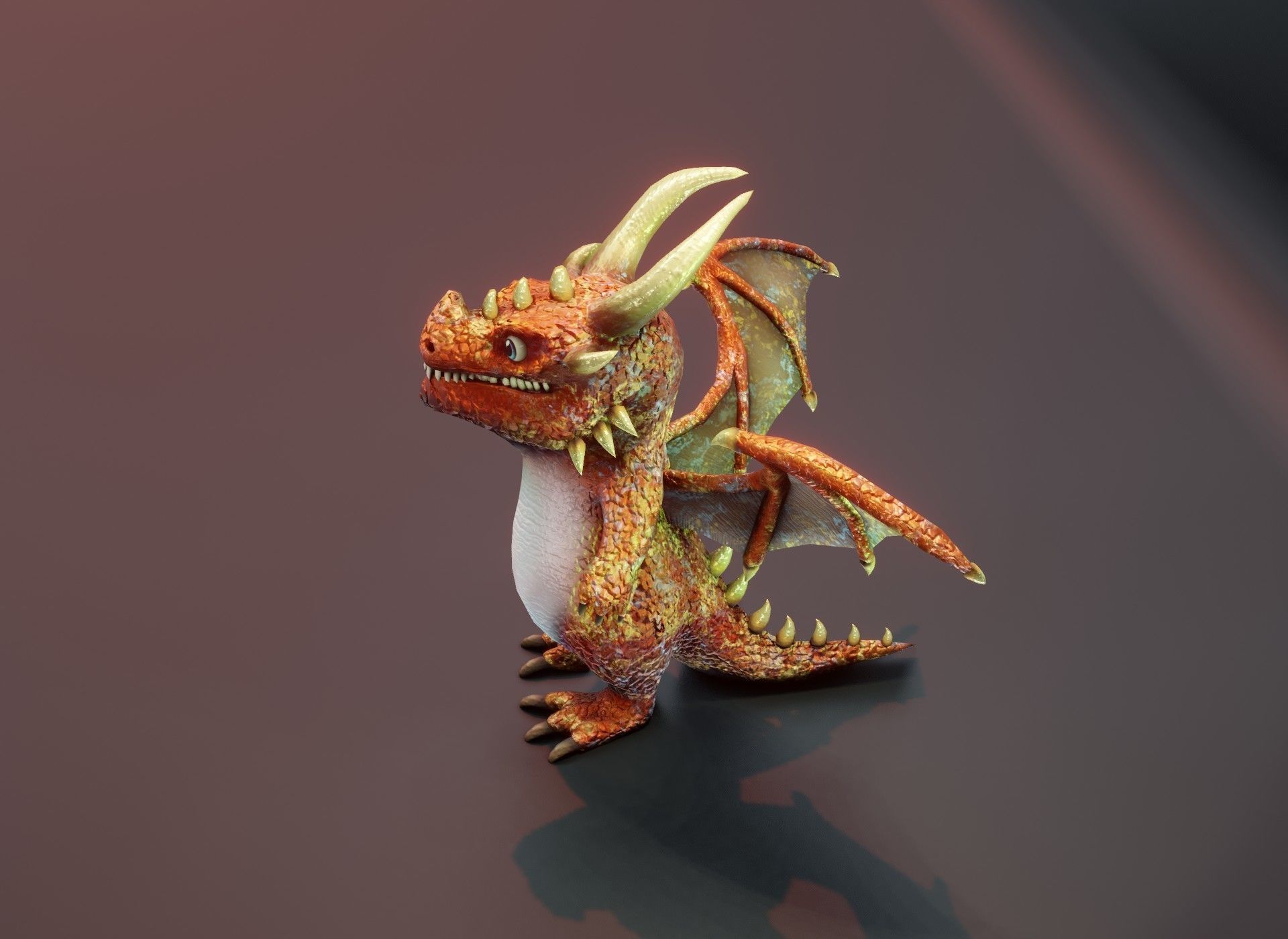 Cartoon Copper Dragon 3D Model Low-poly 3D model_9