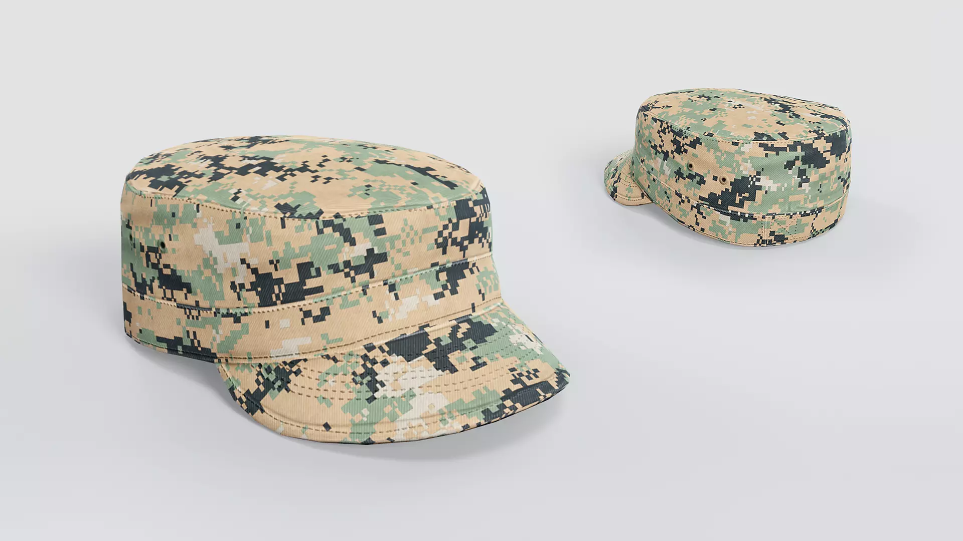 Army Caps Low-poly 3D model_9