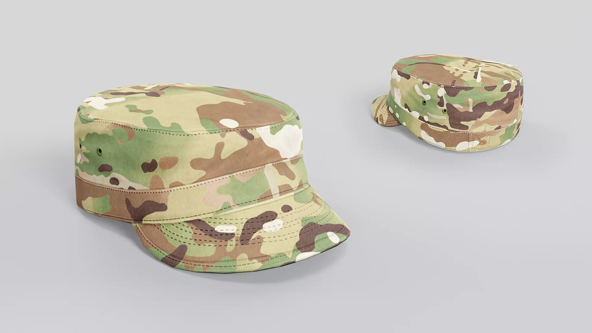 Army Caps Low-poly 3D model_8