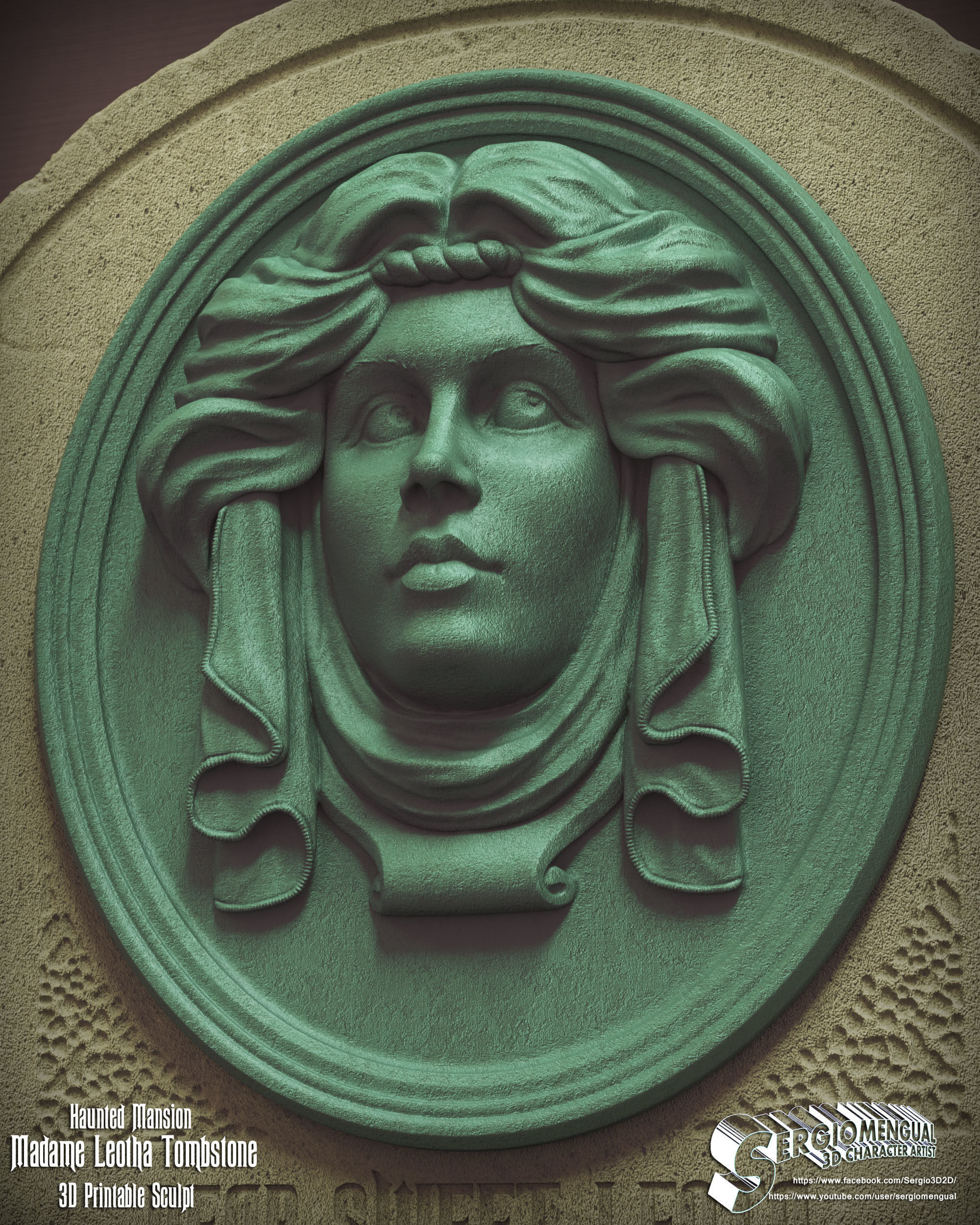 Haunted Mansion Madame Leotha Tombstone 3D Printable Sculpt 3D print model_11