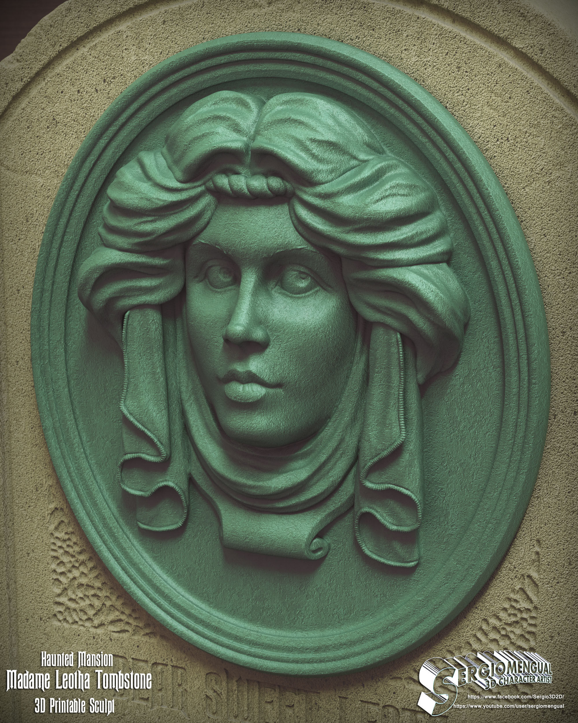 Haunted Mansion Madame Leotha Tombstone 3D Printable Sculpt 3D print model_14