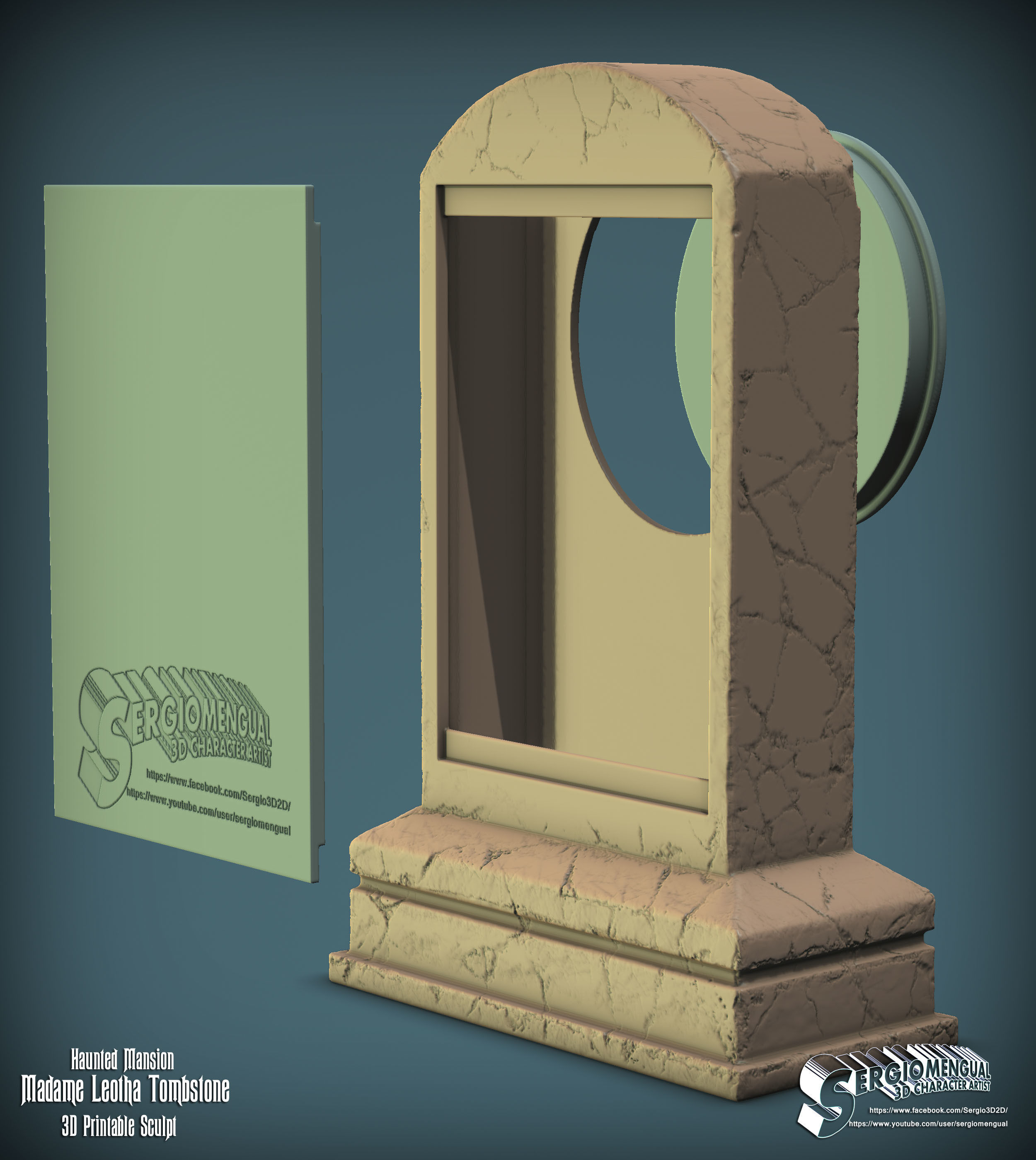 Haunted Mansion Madame Leotha Tombstone 3D Printable Sculpt 3D print model_10