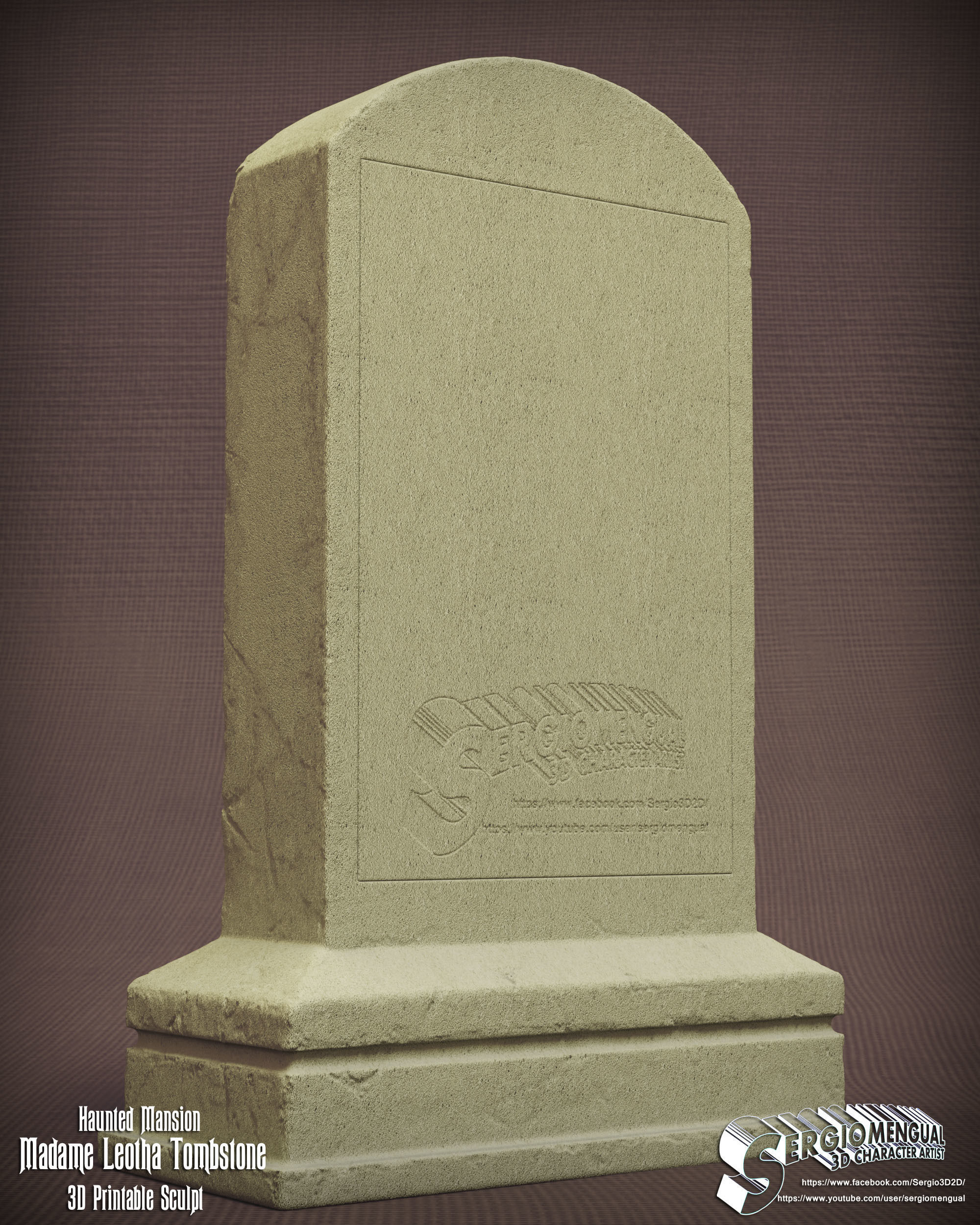 Haunted Mansion Madame Leotha Tombstone 3D Printable Sculpt 3D print model_5