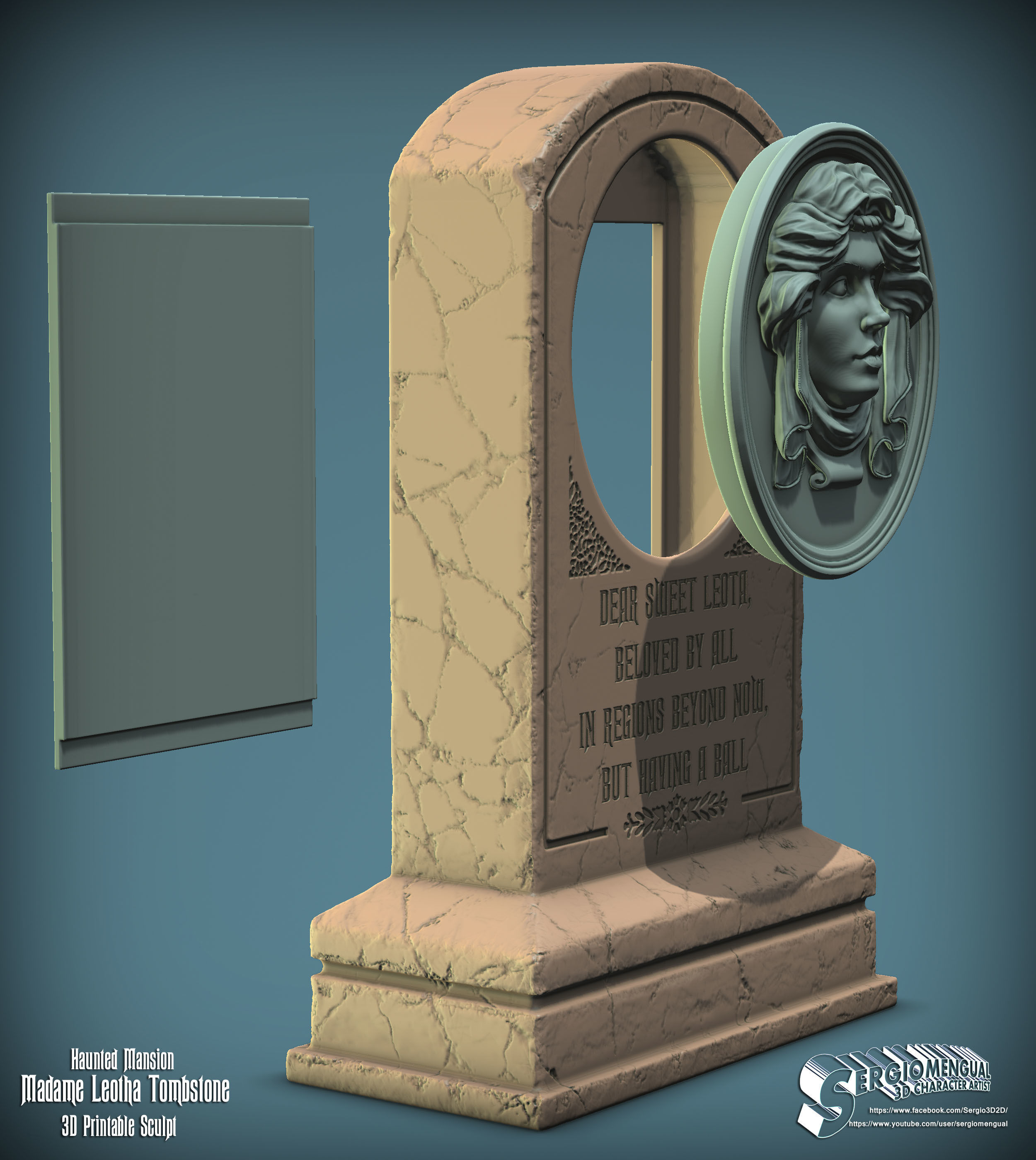 Haunted Mansion Madame Leotha Tombstone 3D Printable Sculpt 3D print model_7