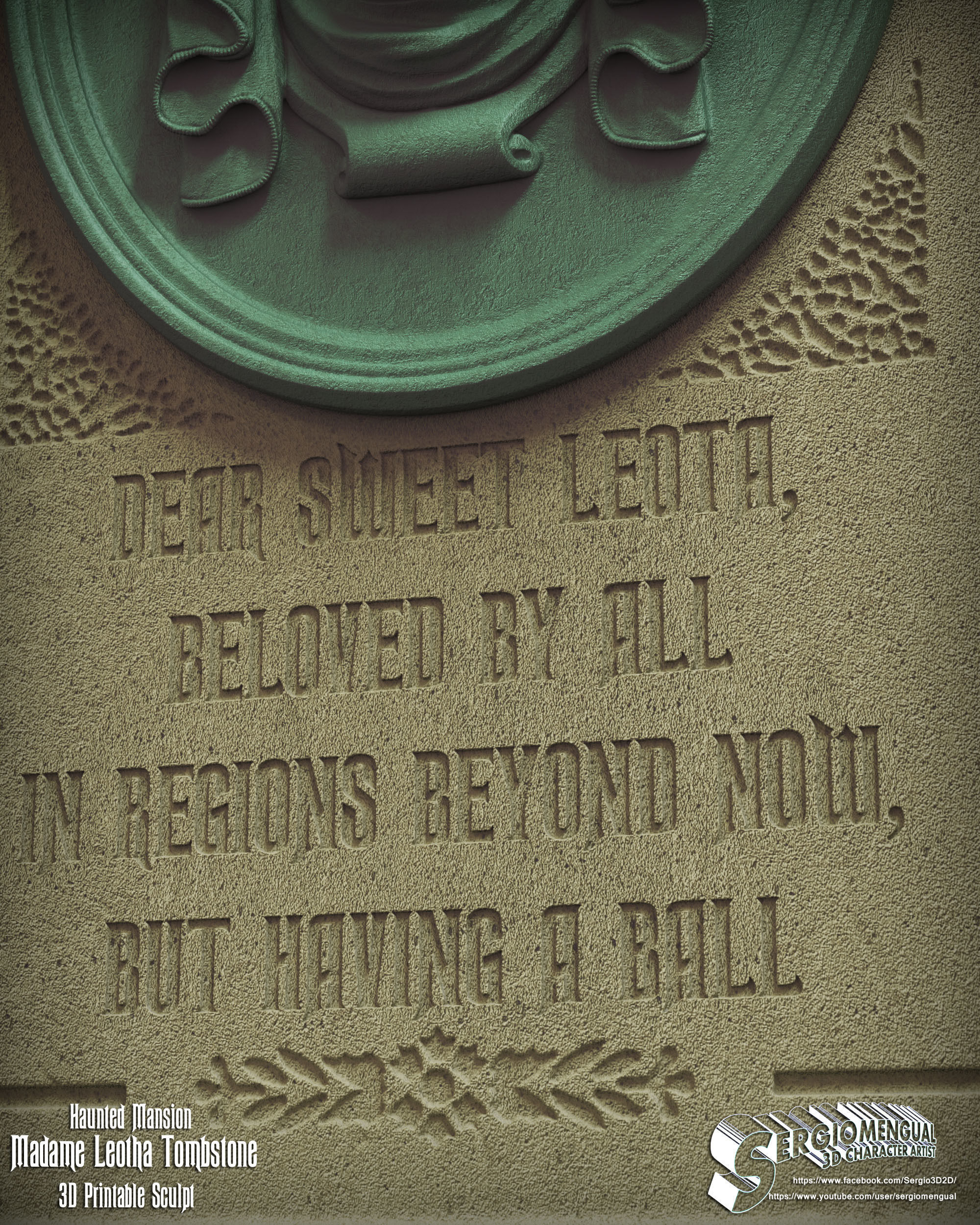 Haunted Mansion Madame Leotha Tombstone 3D Printable Sculpt 3D print model_9