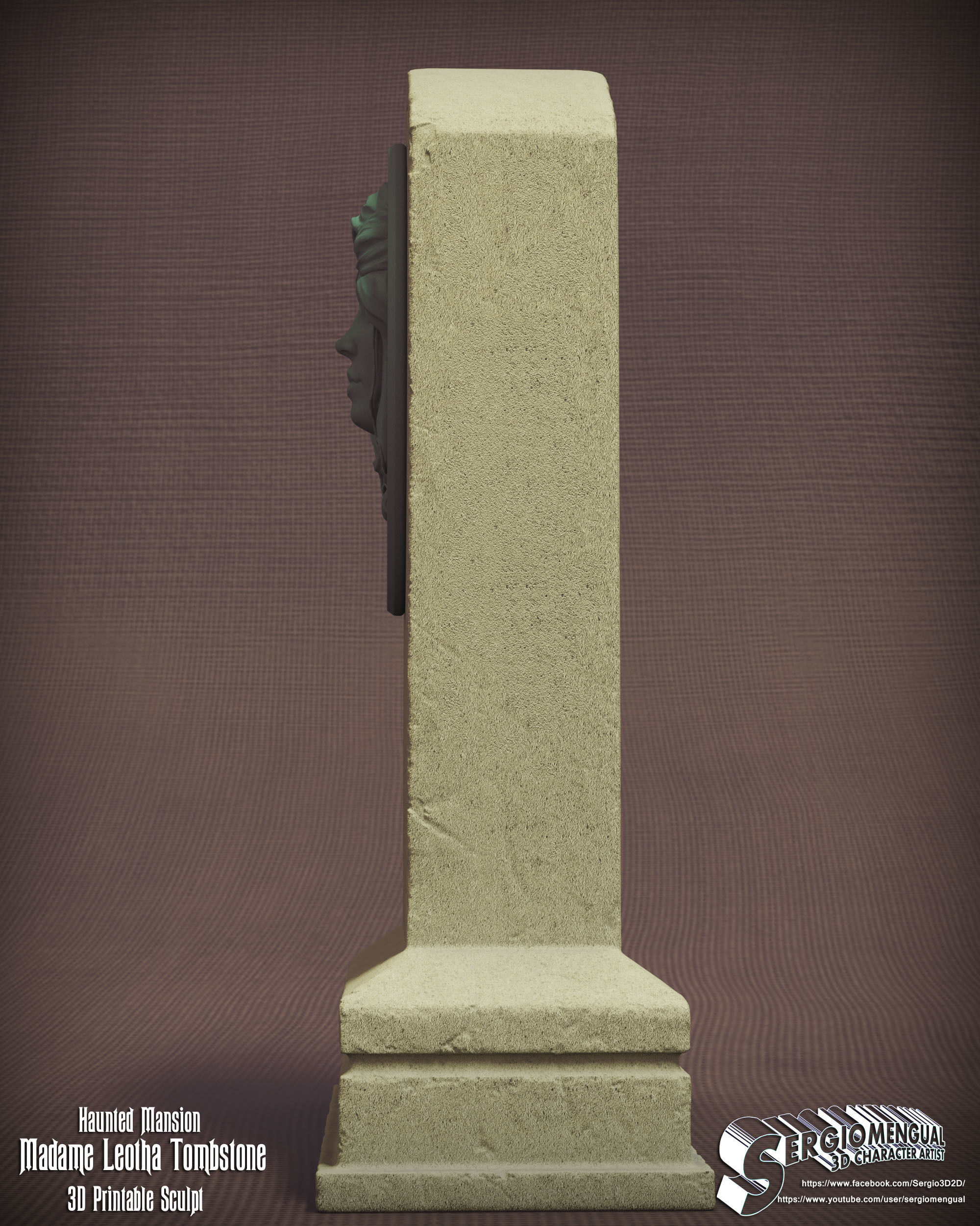 Haunted Mansion Madame Leotha Tombstone 3D Printable Sculpt 3D print model_6