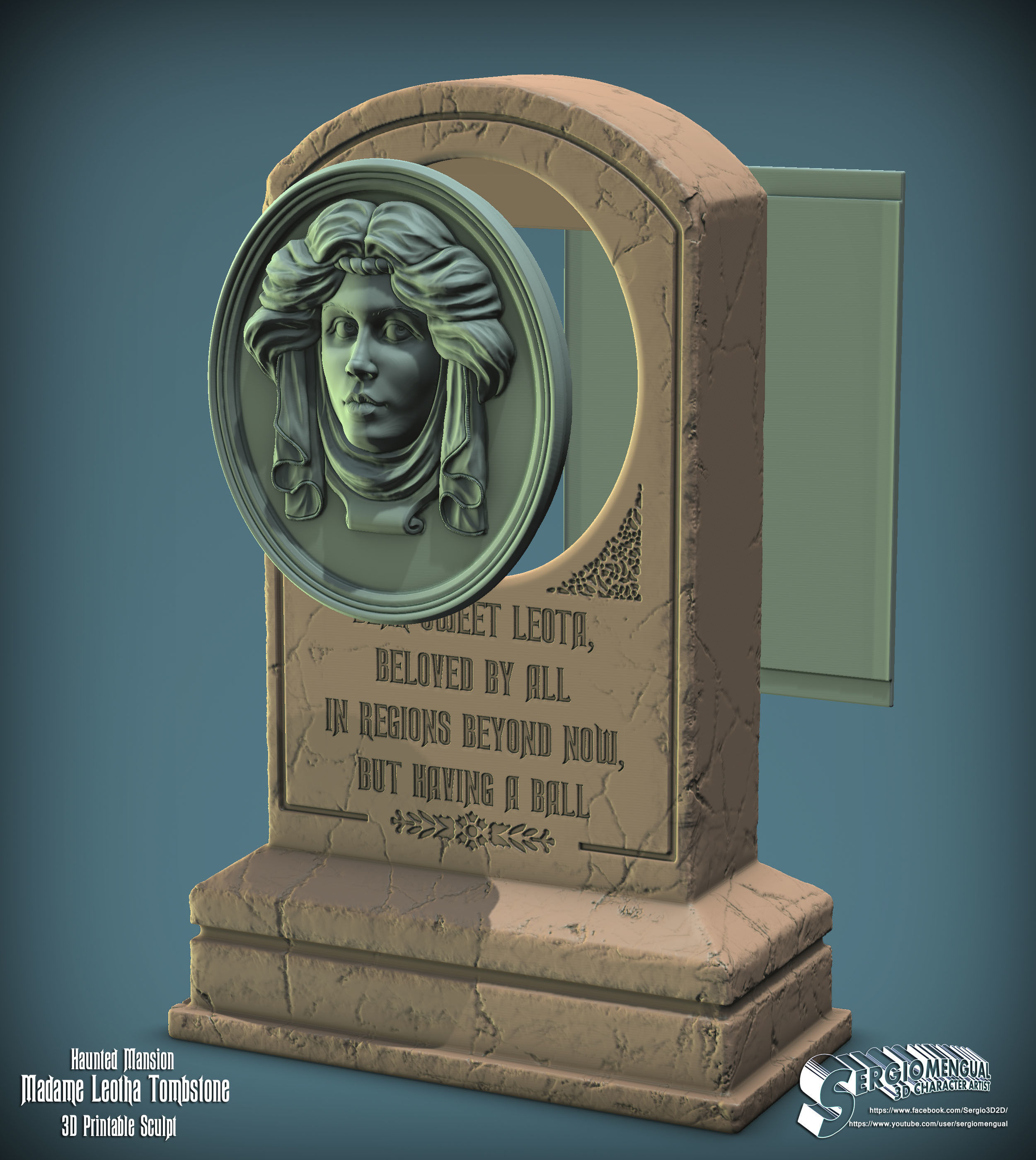 Haunted Mansion Madame Leotha Tombstone 3D Printable Sculpt 3D print model_3