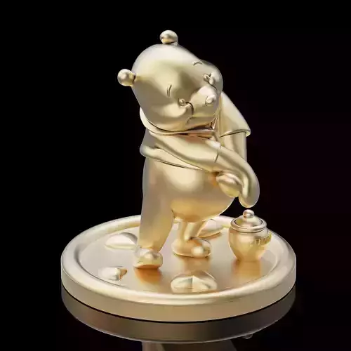 Pooh statue   gold pendant  jewelry printable 3D model