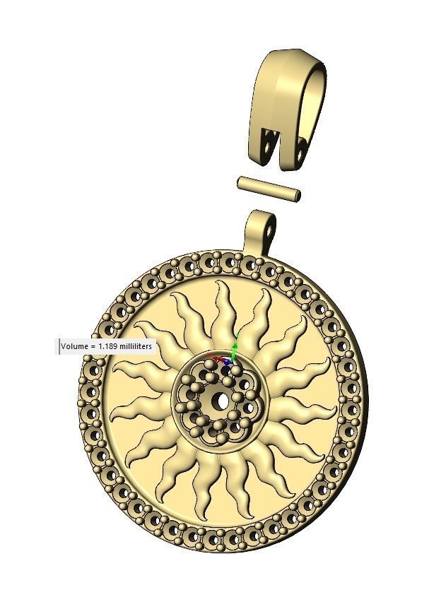 Sun cluster diamond pendant with bail 3D print model_15