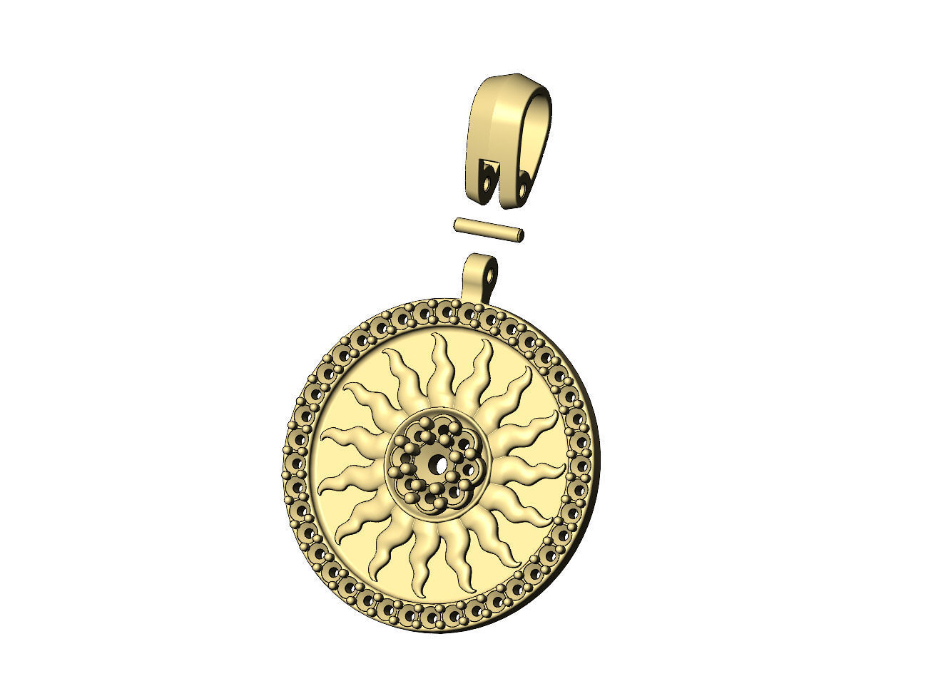 Sun cluster diamond pendant with bail 3D print model_5