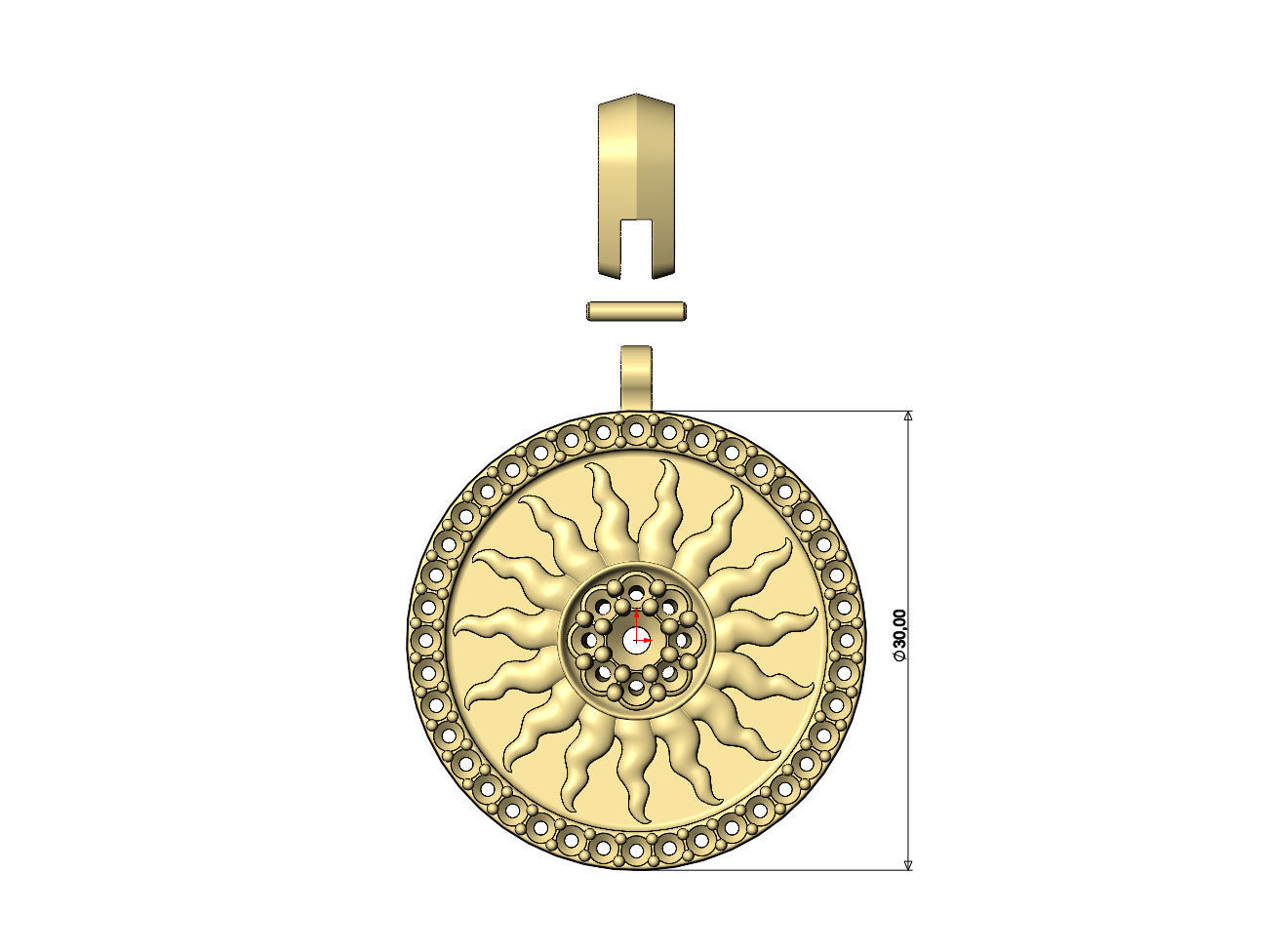 Sun cluster diamond pendant with bail 3D print model_6