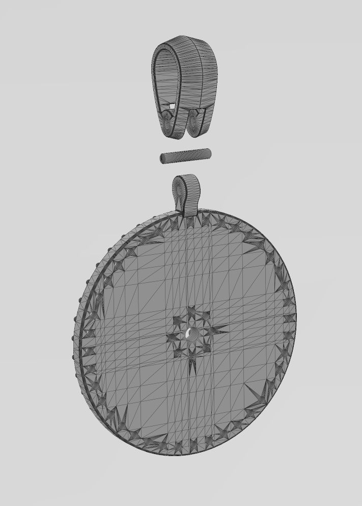 Sun cluster diamond pendant with bail 3D print model_14