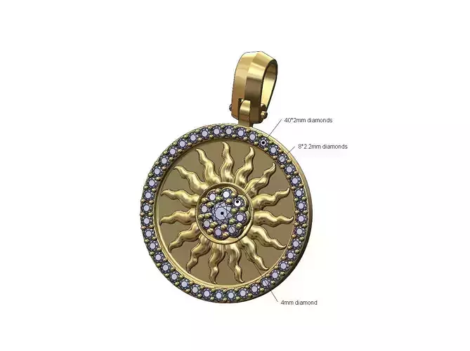 Sun cluster diamond pendant with bail