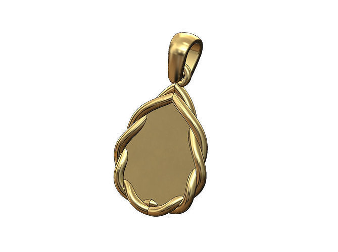 Mirrored wire almond pear shaped pendant charm 3D print model