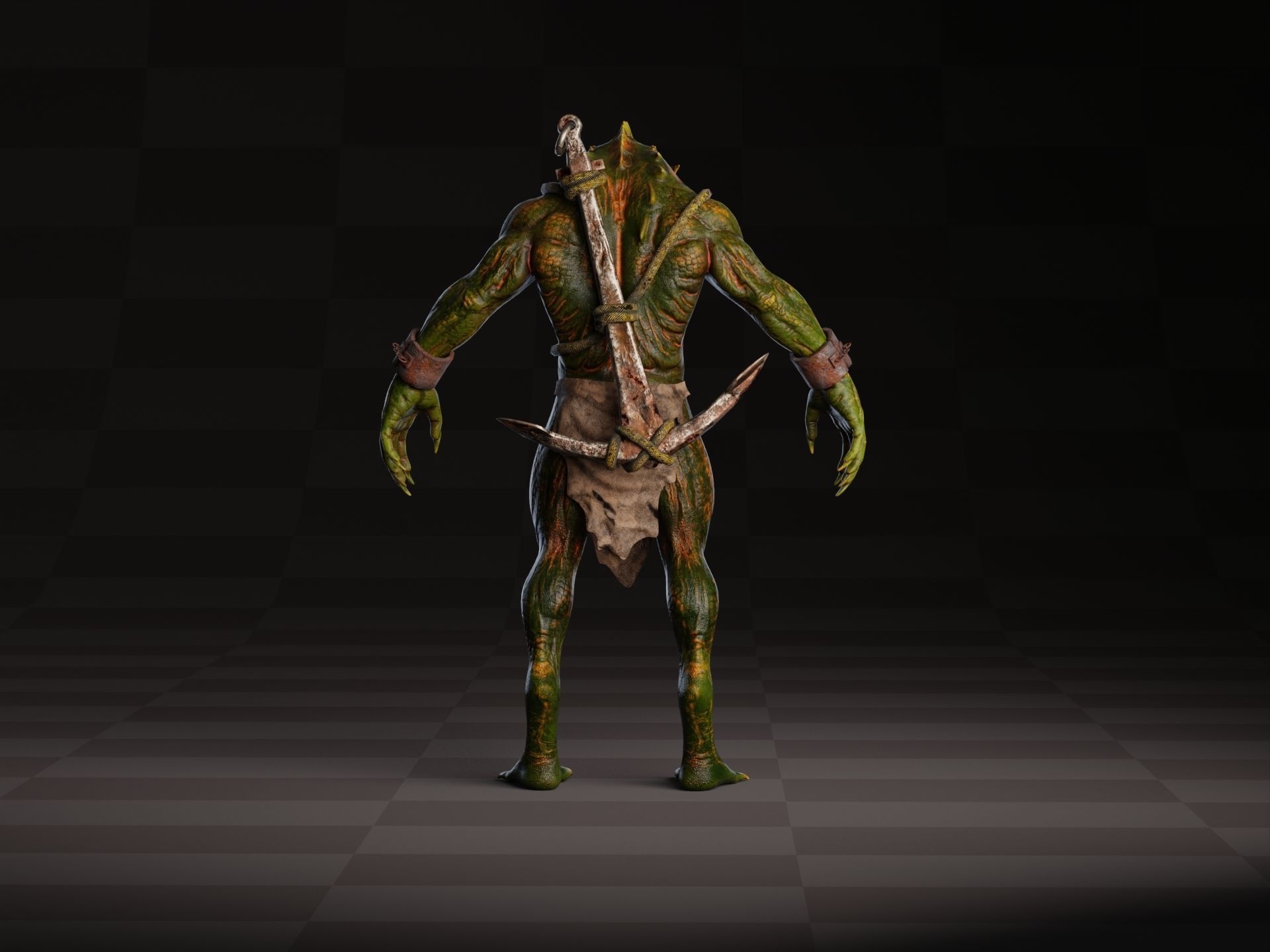 Drowner Monster Creature Low-poly 3D model_5