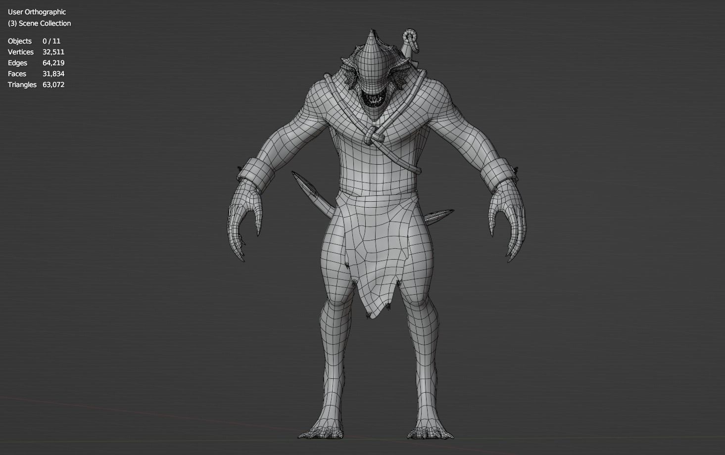 Drowner Monster Creature Low-poly 3D model_7