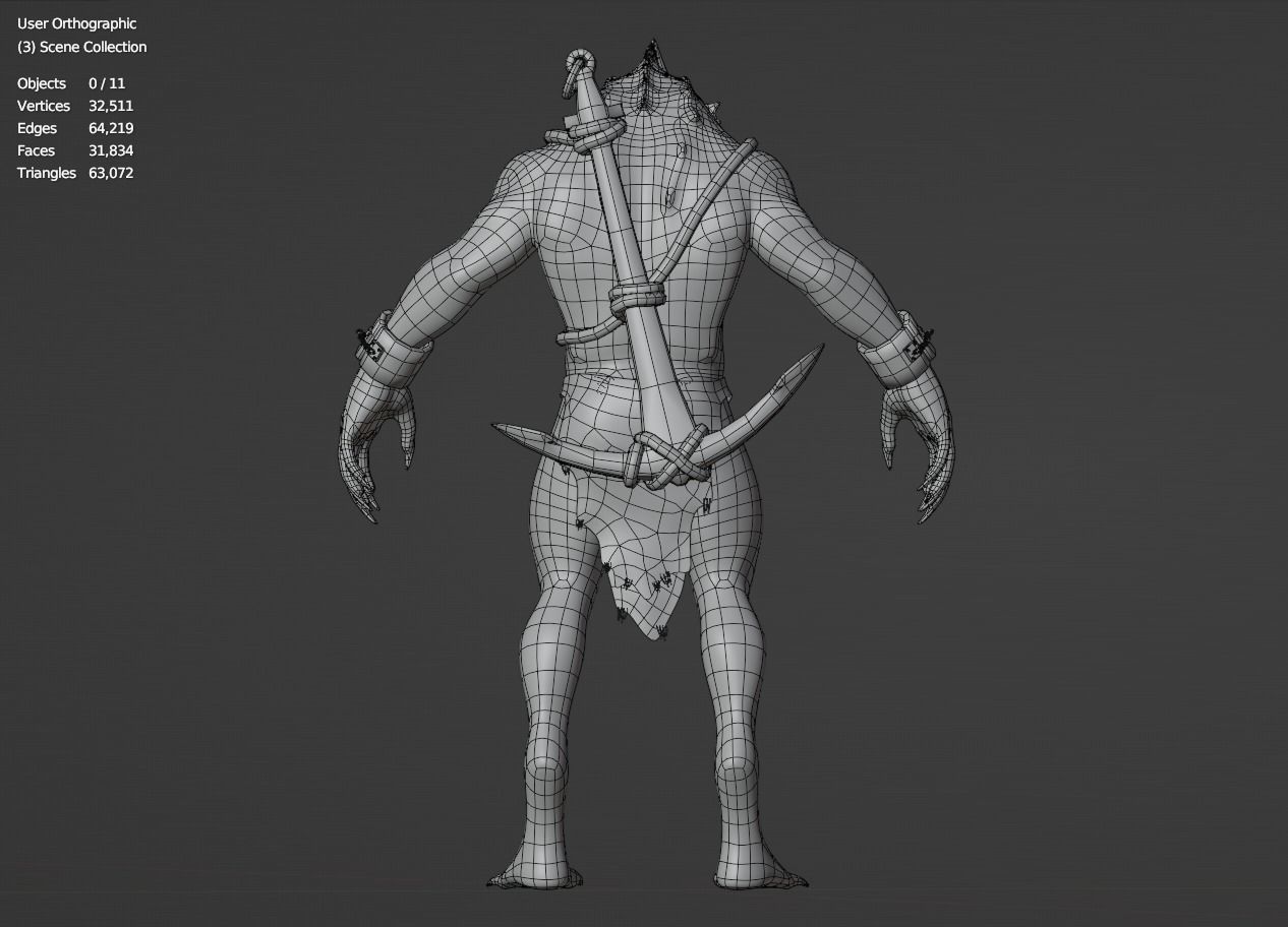 Drowner Monster Creature Low-poly 3D model_8