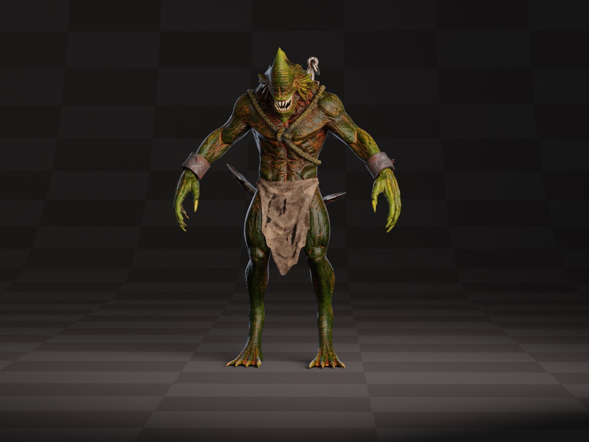 Drowner Monster Creature Low-poly 3D model_2