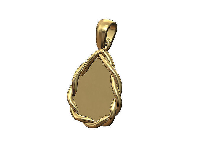 Braided wire almond pear shaped pendant charm 3D print model