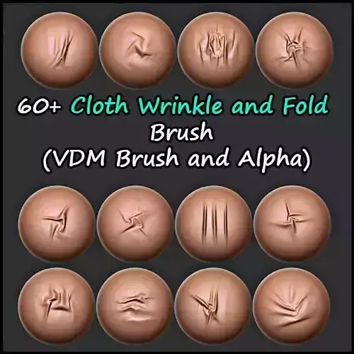 64 High Detailed Cloth Wrinkles and Folds Alpha And VDM Brushes 