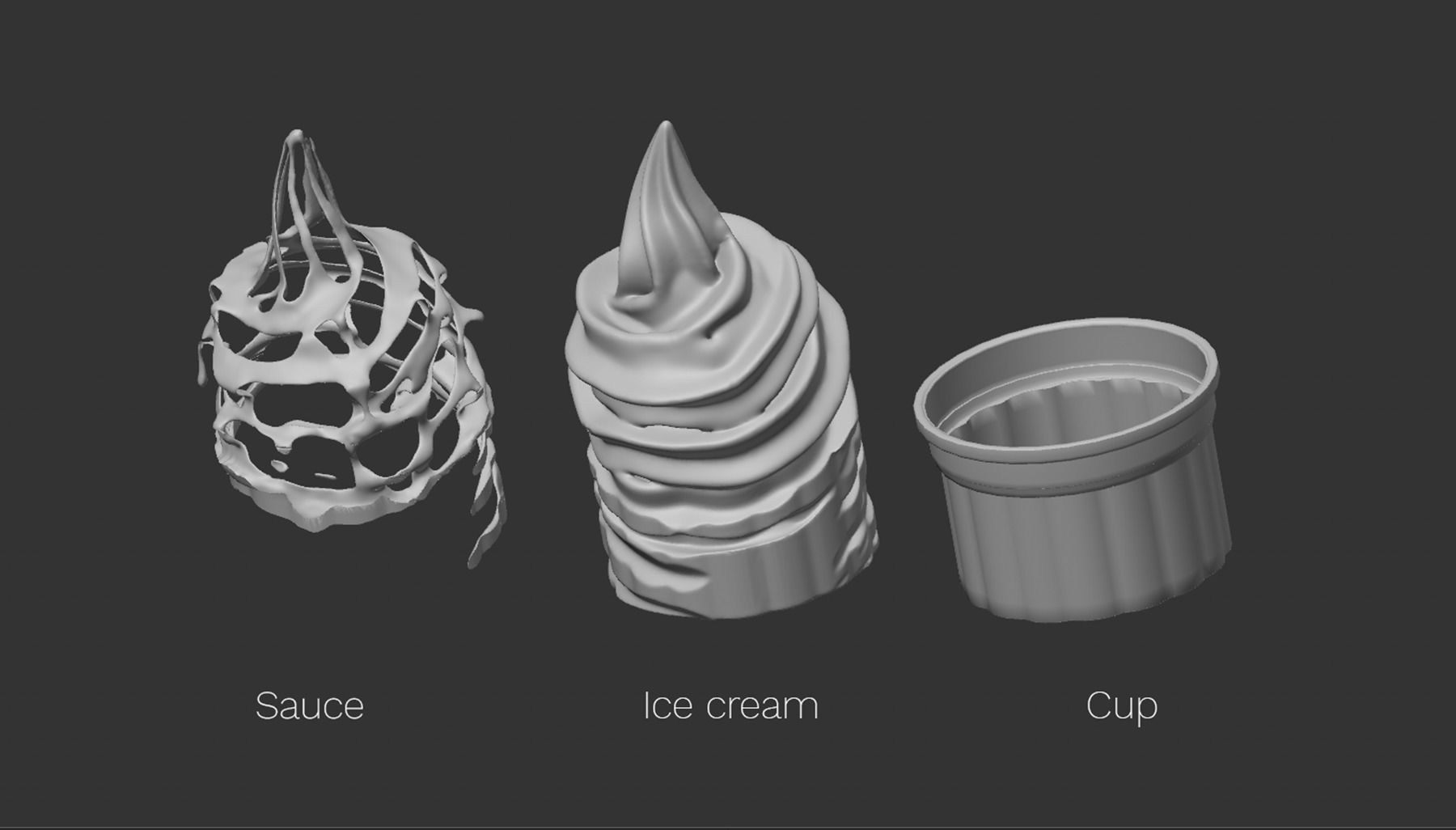 3 Soft Ice Creams and a scene setup 3D model_16