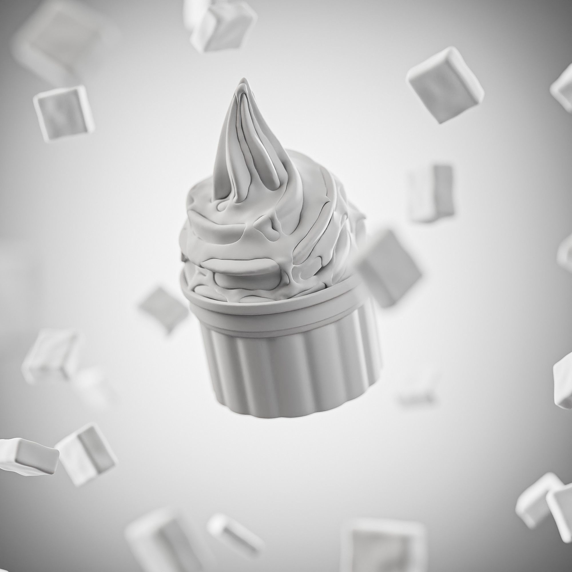 3 Soft Ice Creams and a scene setup 3D model_5