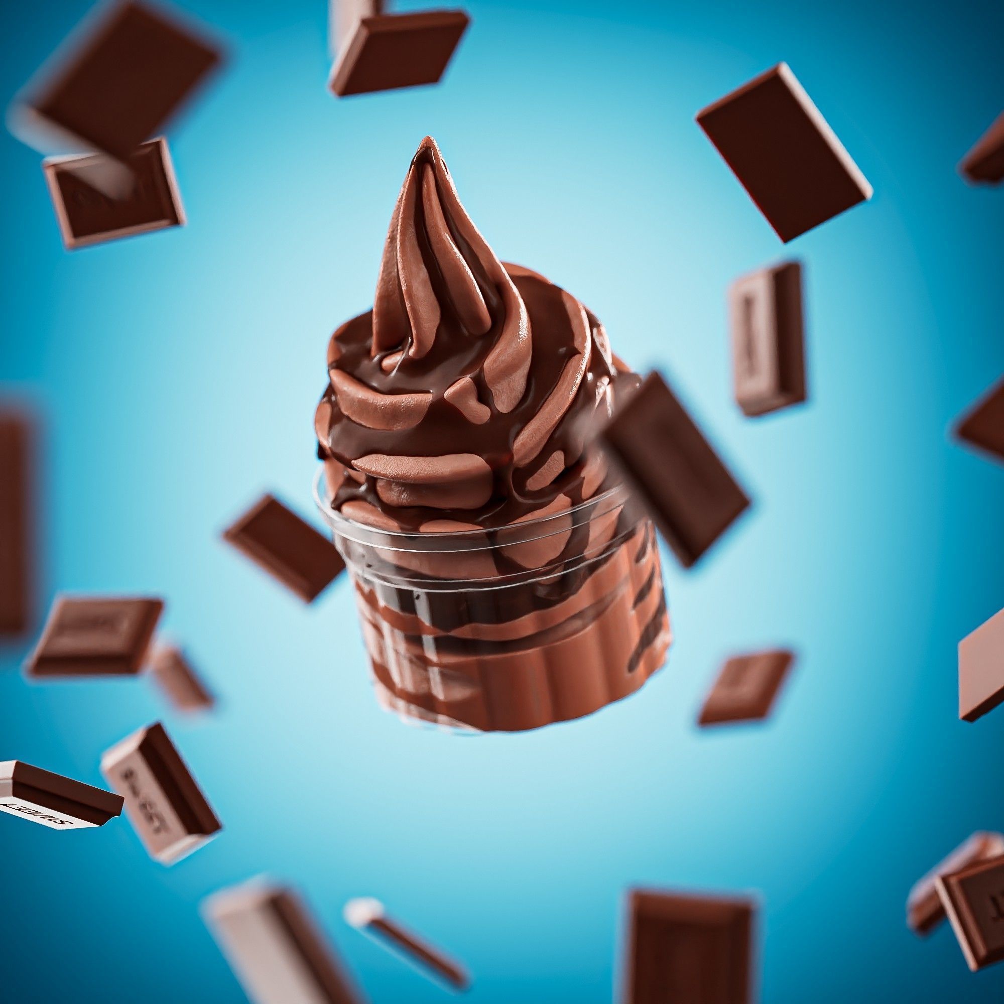 3 Soft Ice Creams and a scene setup 3D model_2