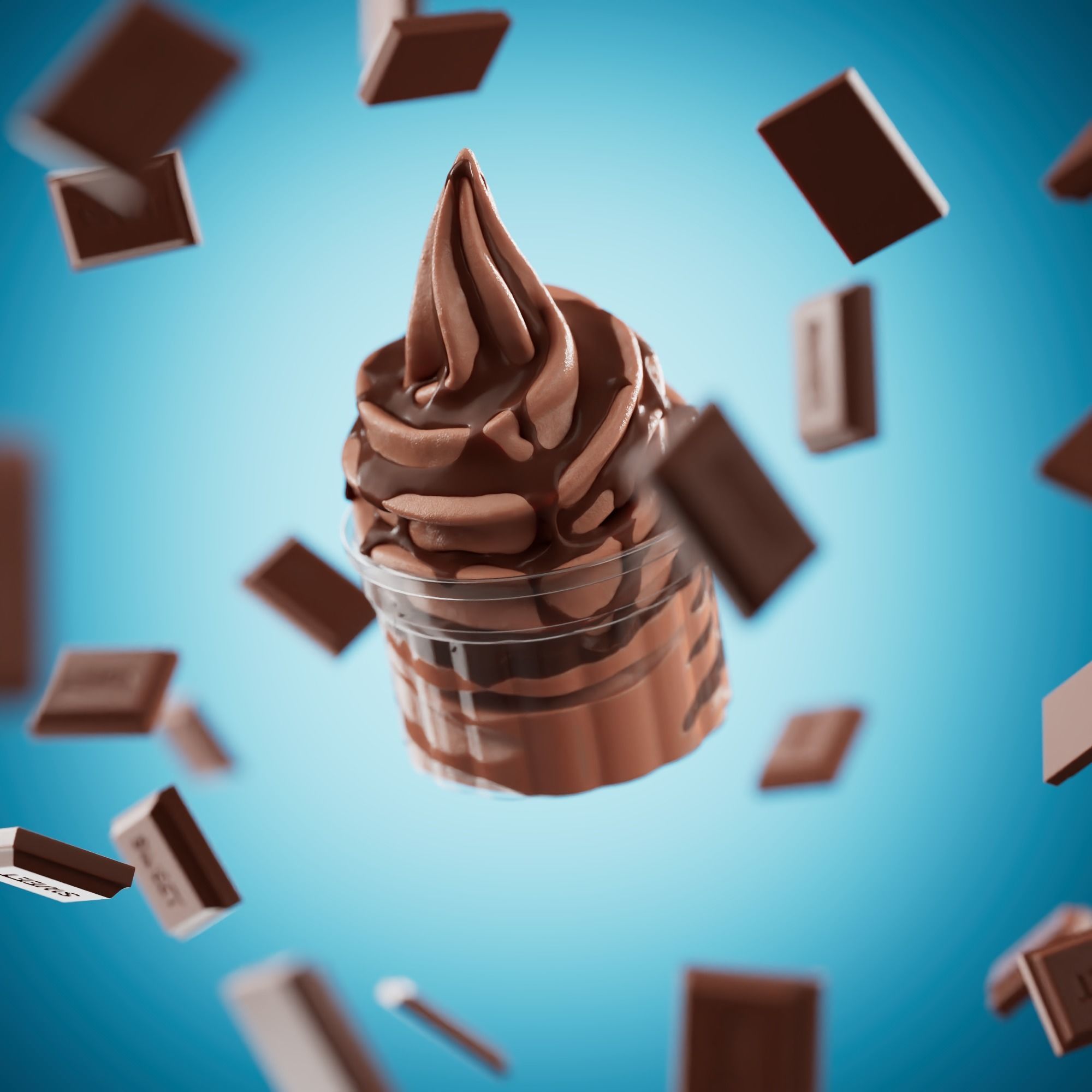 3 Soft Ice Creams and a scene setup 3D model_14