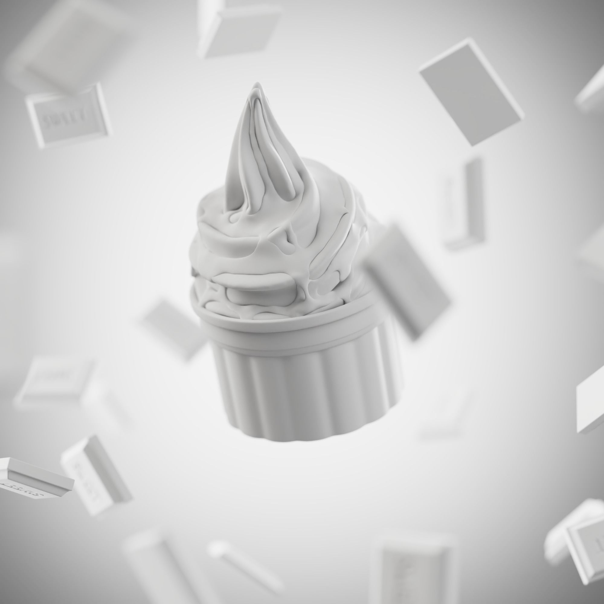 3 Soft Ice Creams and a scene setup 3D model_10