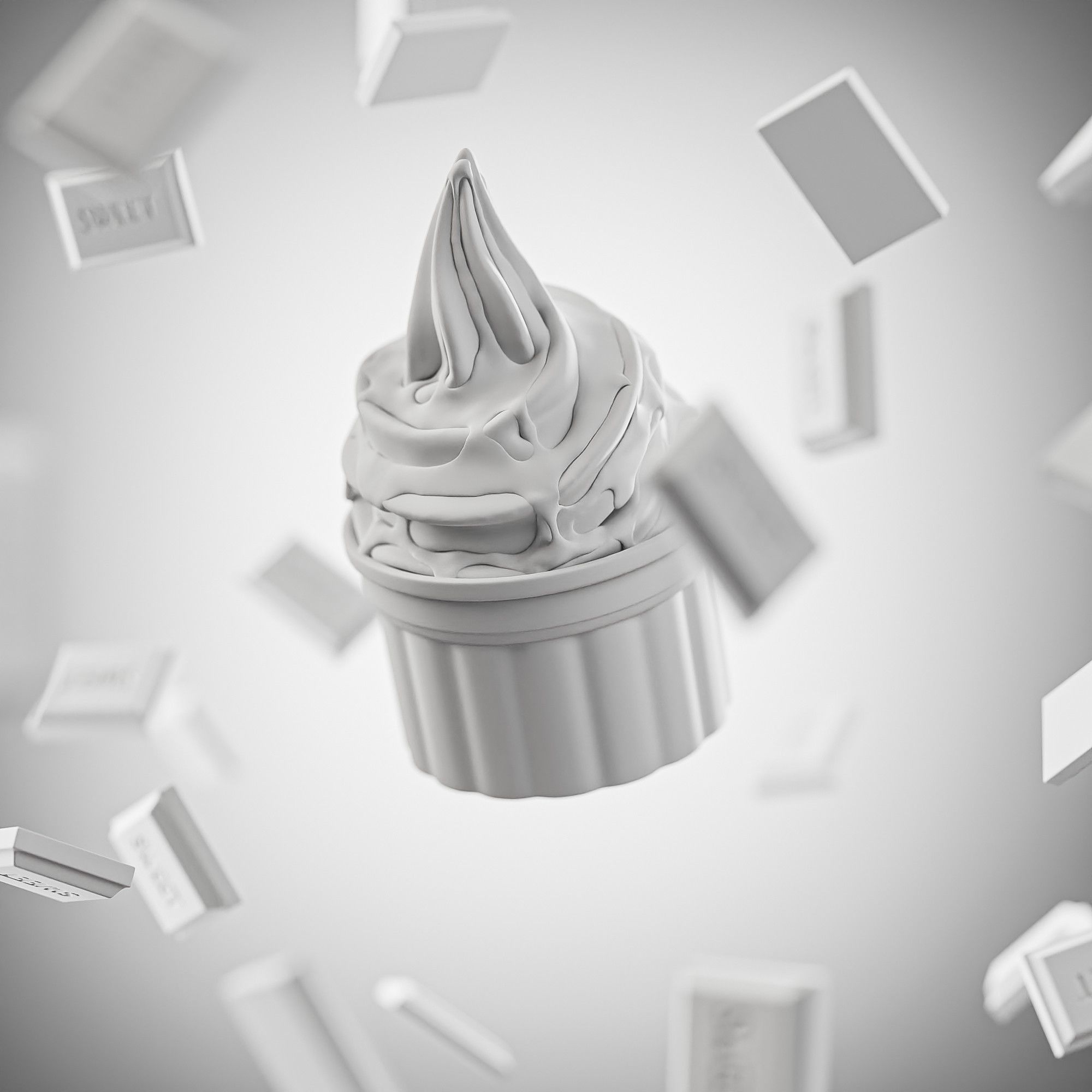 3 Soft Ice Creams and a scene setup 3D model_6