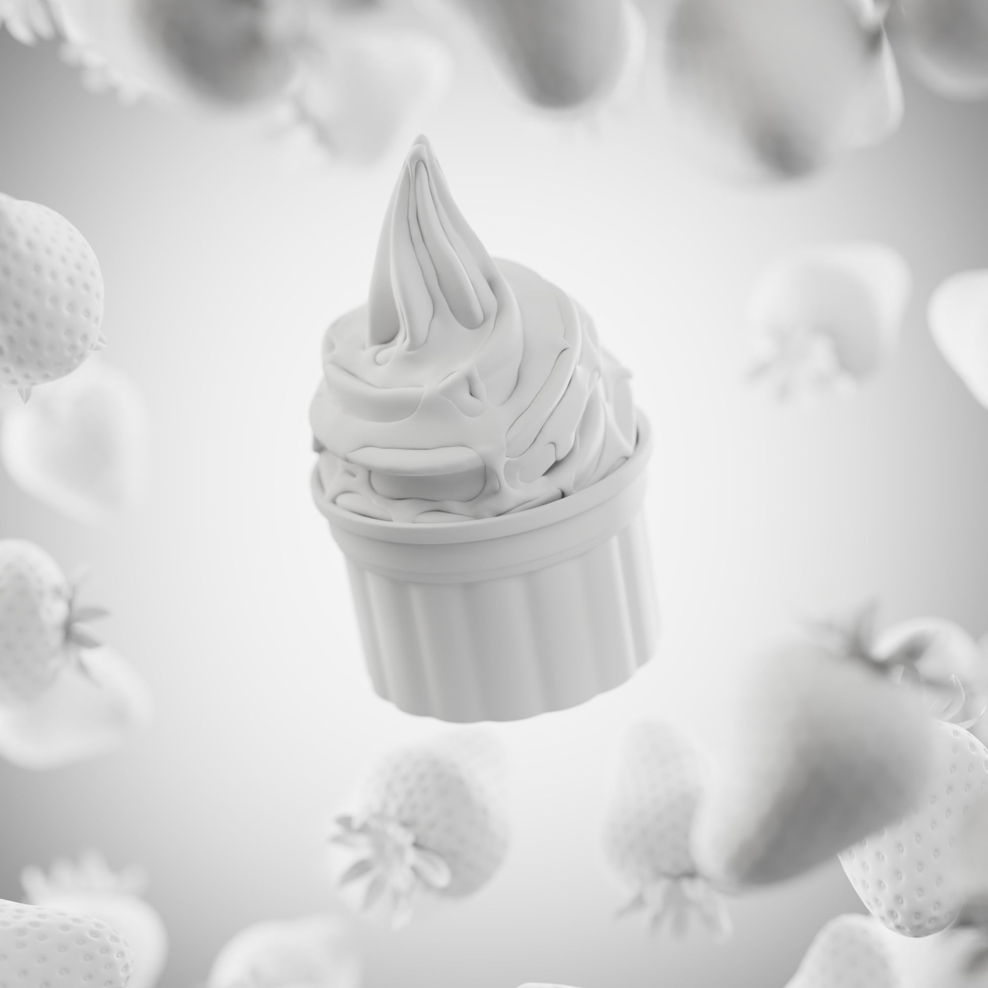3 Soft Ice Creams and a scene setup 3D model_12
