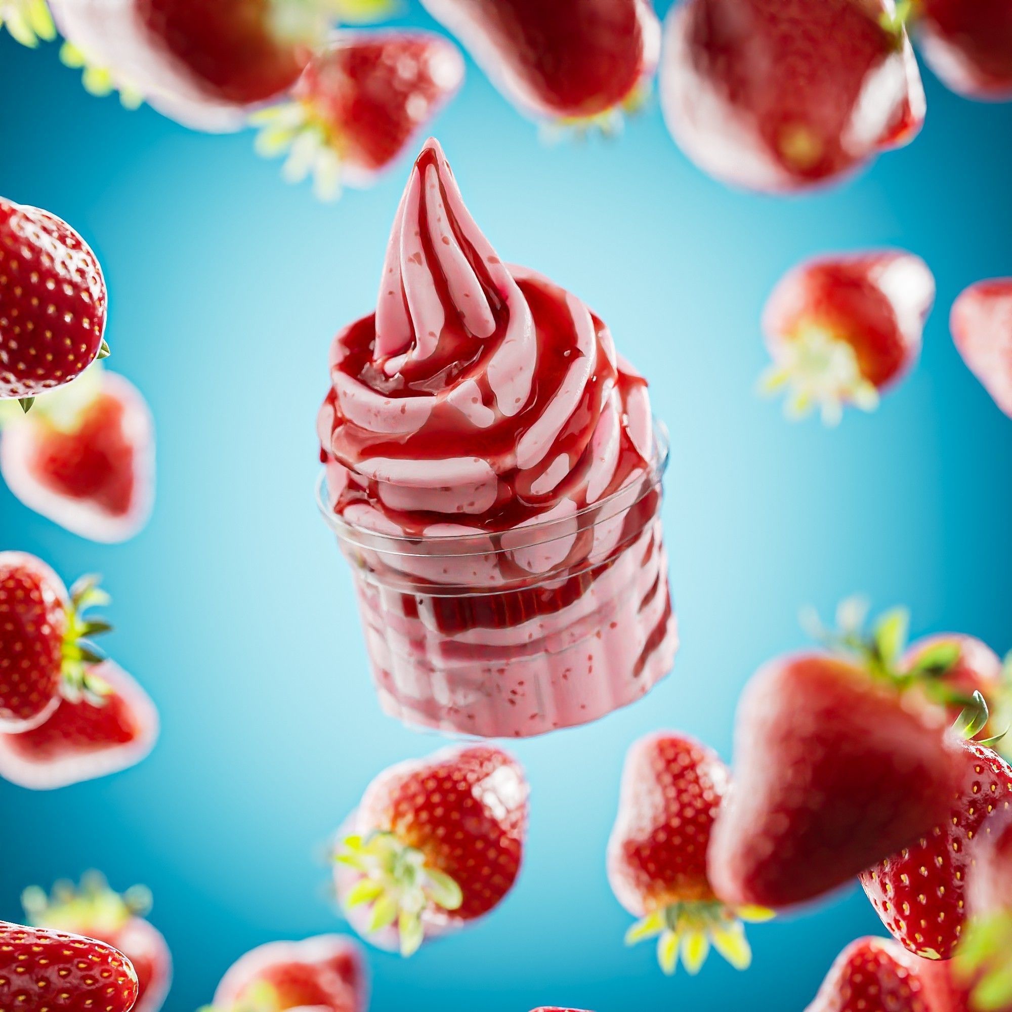 3 Soft Ice Creams and a scene setup 3D model_1