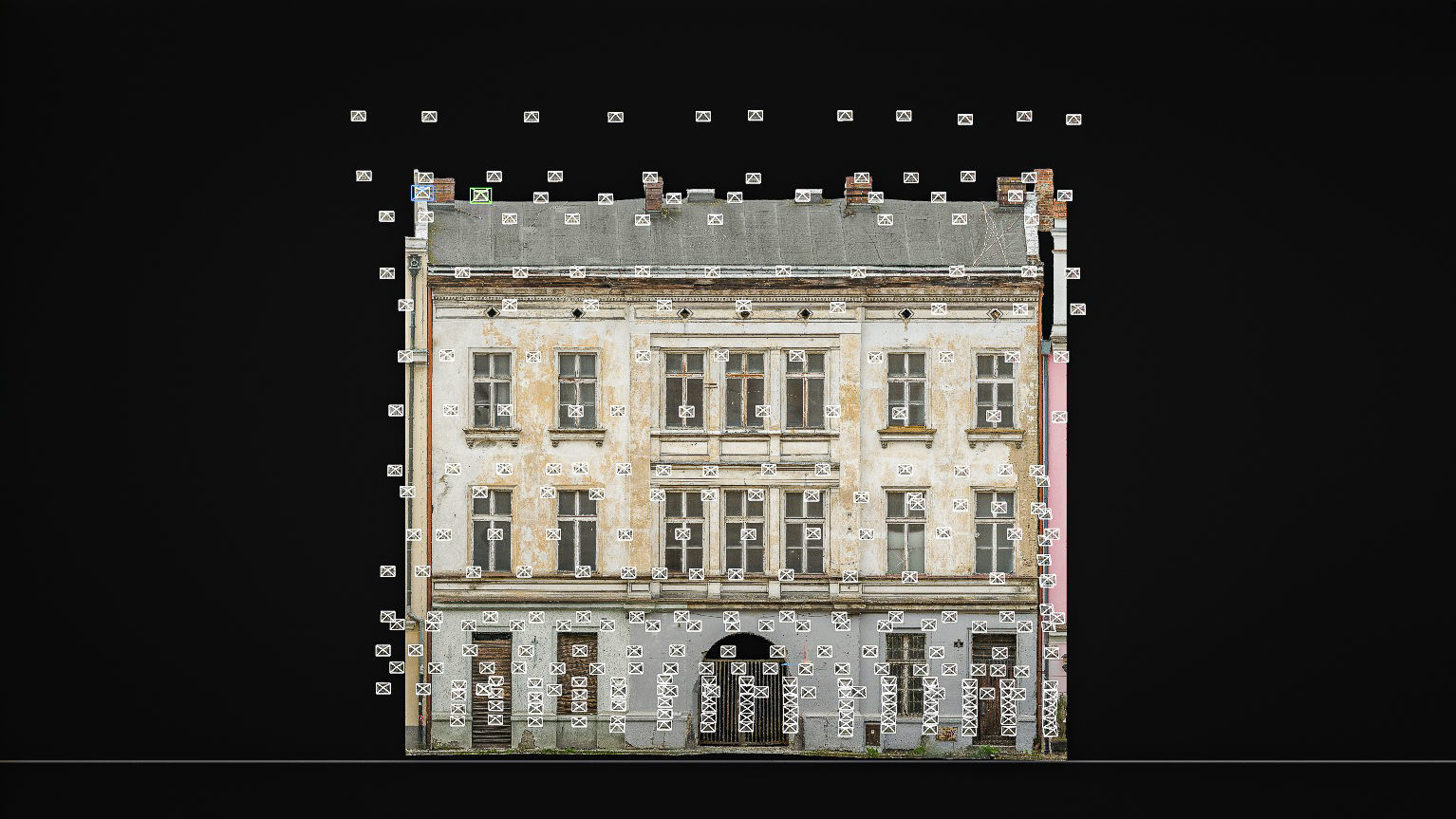 Facade Of A Tenement House With A Steel Gate 3D model_10