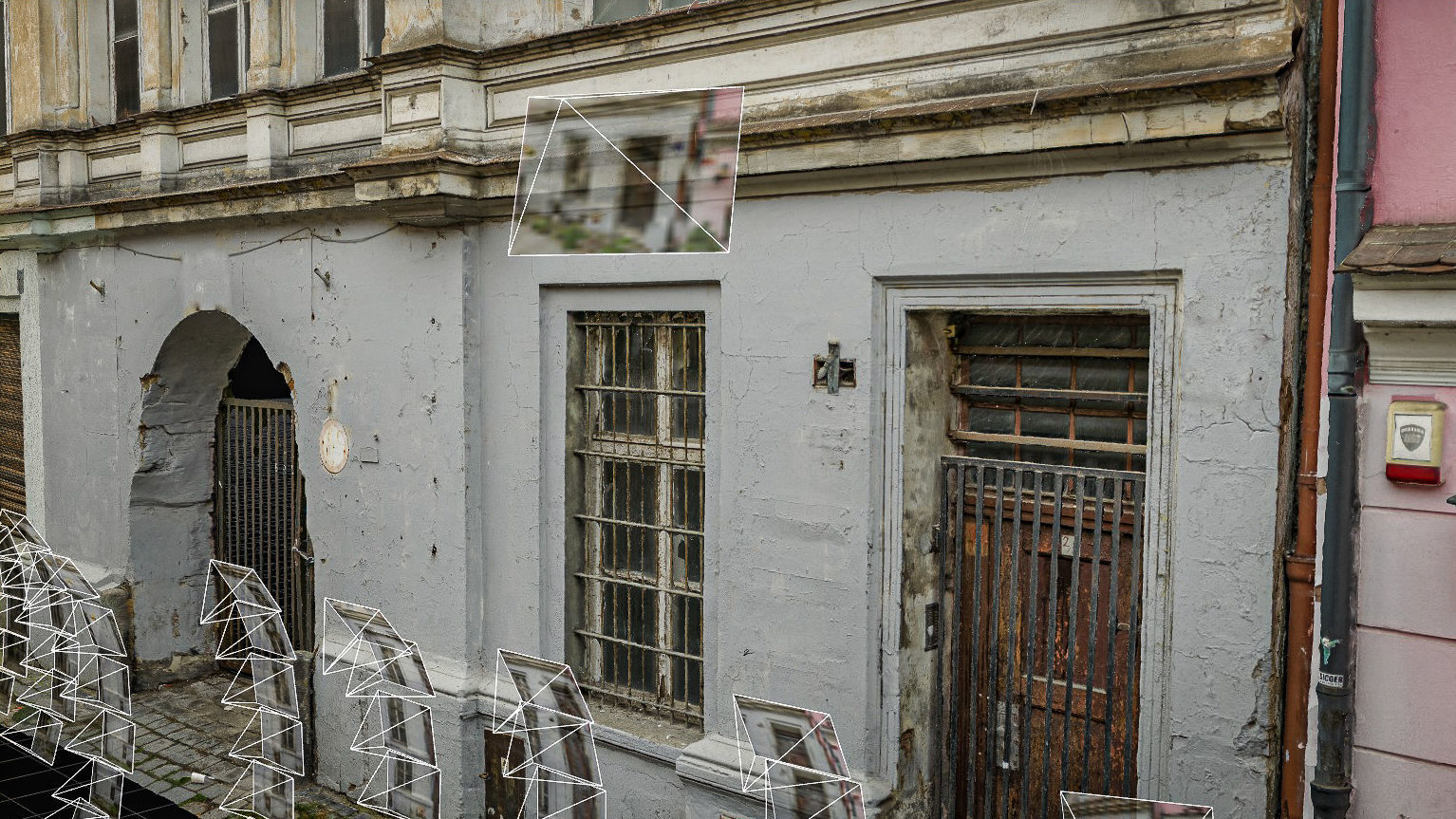 Facade Of A Tenement House With A Steel Gate 3D model_6