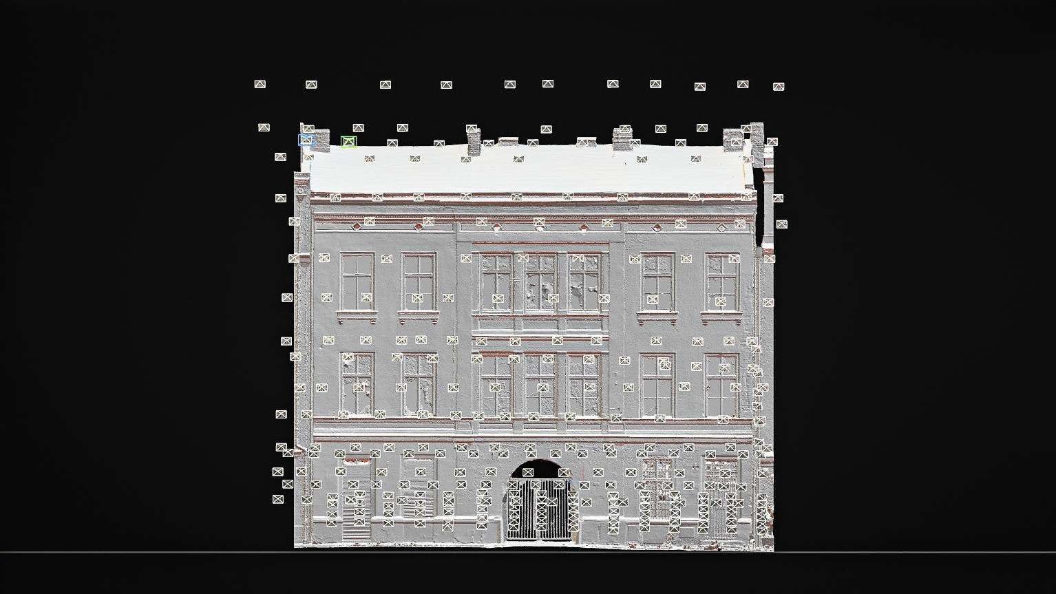 Facade Of A Tenement House With A Steel Gate 3D model_8