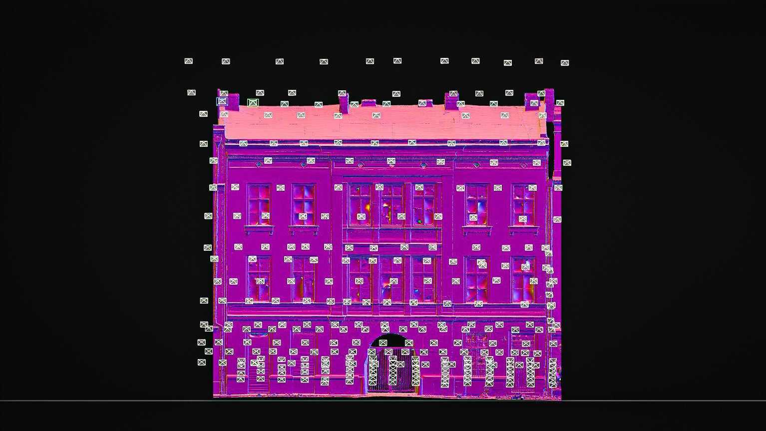 Facade Of A Tenement House With A Steel Gate 3D model_9