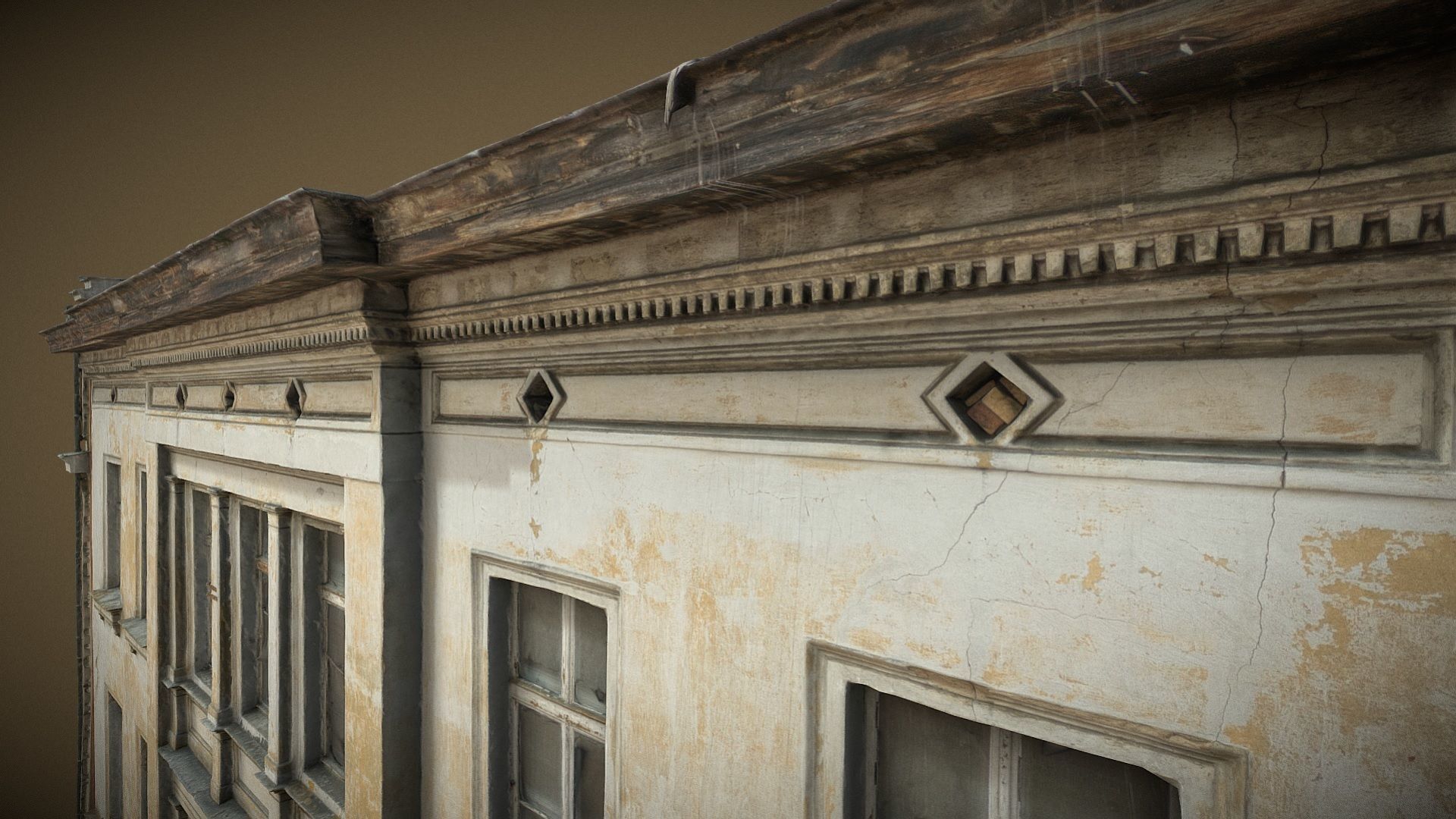 Facade Of A Tenement House With A Steel Gate 3D model_4