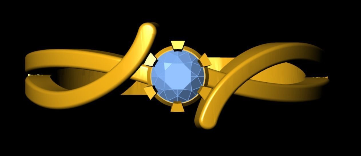 Beautiful Diamond Ring 3D Model 3D print model_5