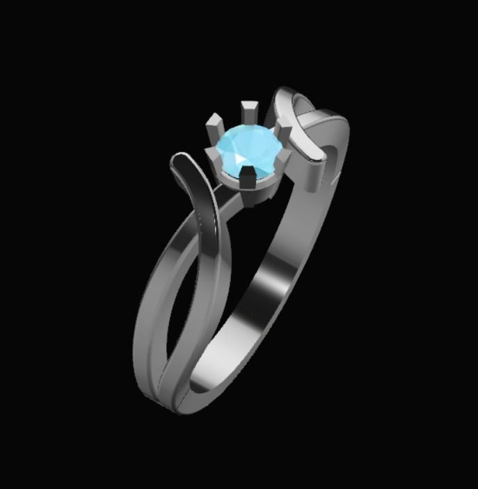 Beautiful Diamond Ring 3D Model 3D print model_9
