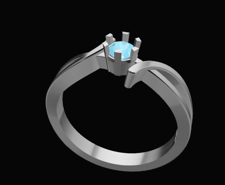 Beautiful Diamond Ring 3D Model 3D print model_2