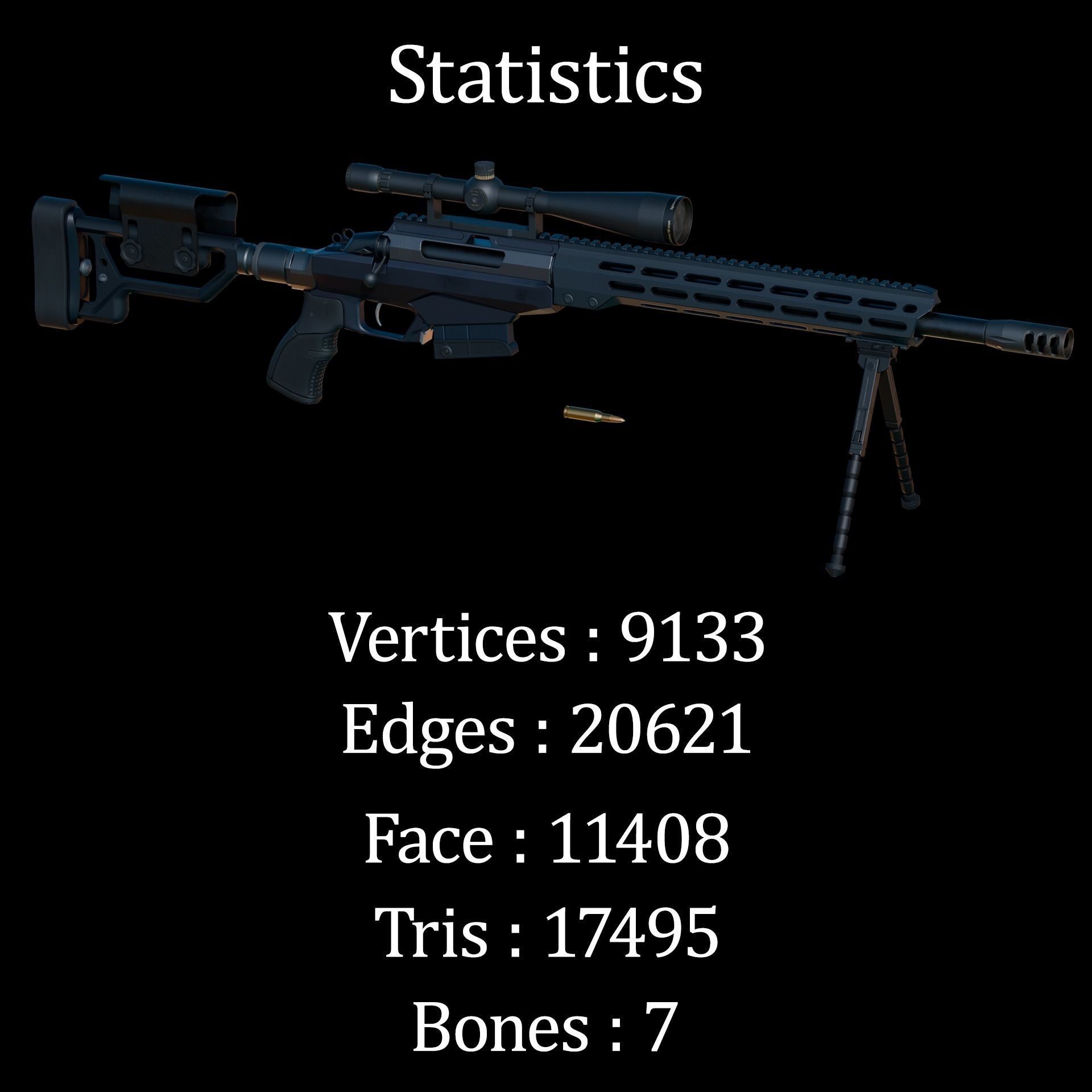 Game-Ready Sniper Rifle Tikka T3 A1 Low-poly 3D model_10