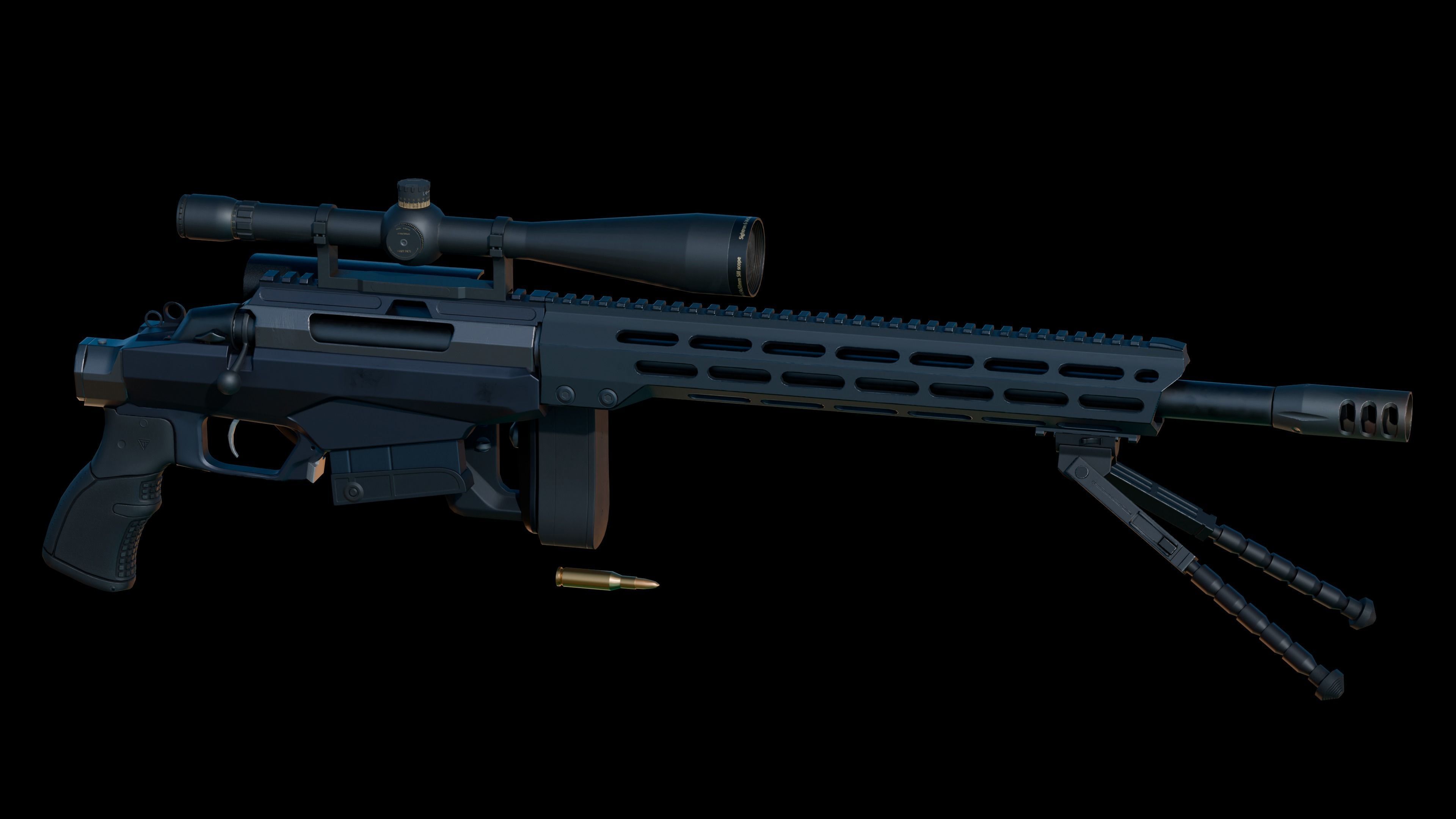 Game-Ready Sniper Rifle Tikka T3 A1 Low-poly 3D model_9