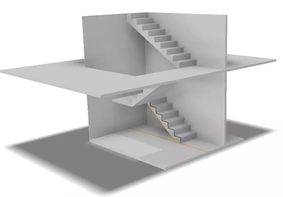 Concrete ladder 2 floors Free 3D model_0