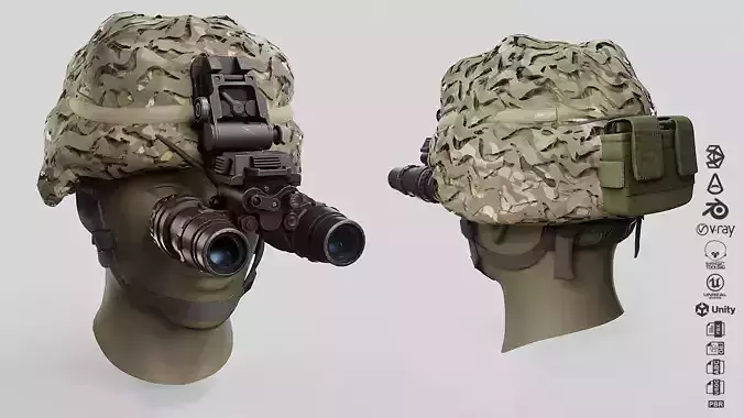  ACH Helmet with NVG Low-poly 3D model